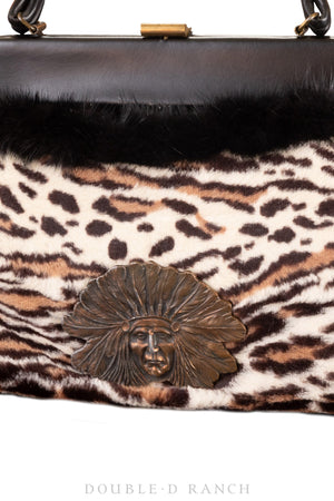 Bag, Silver Label, Faux Cheetah With Warrior Chief Buckle, Numbered Edition, Repurposed, 1243