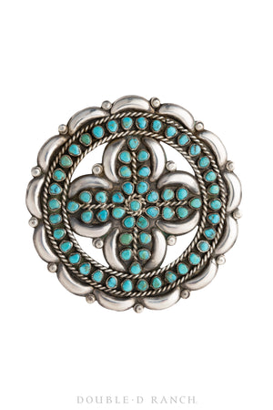 Pin, Cluster, Turquoise, Snake Eye Stones, Quatrefoil, Vintage, 856