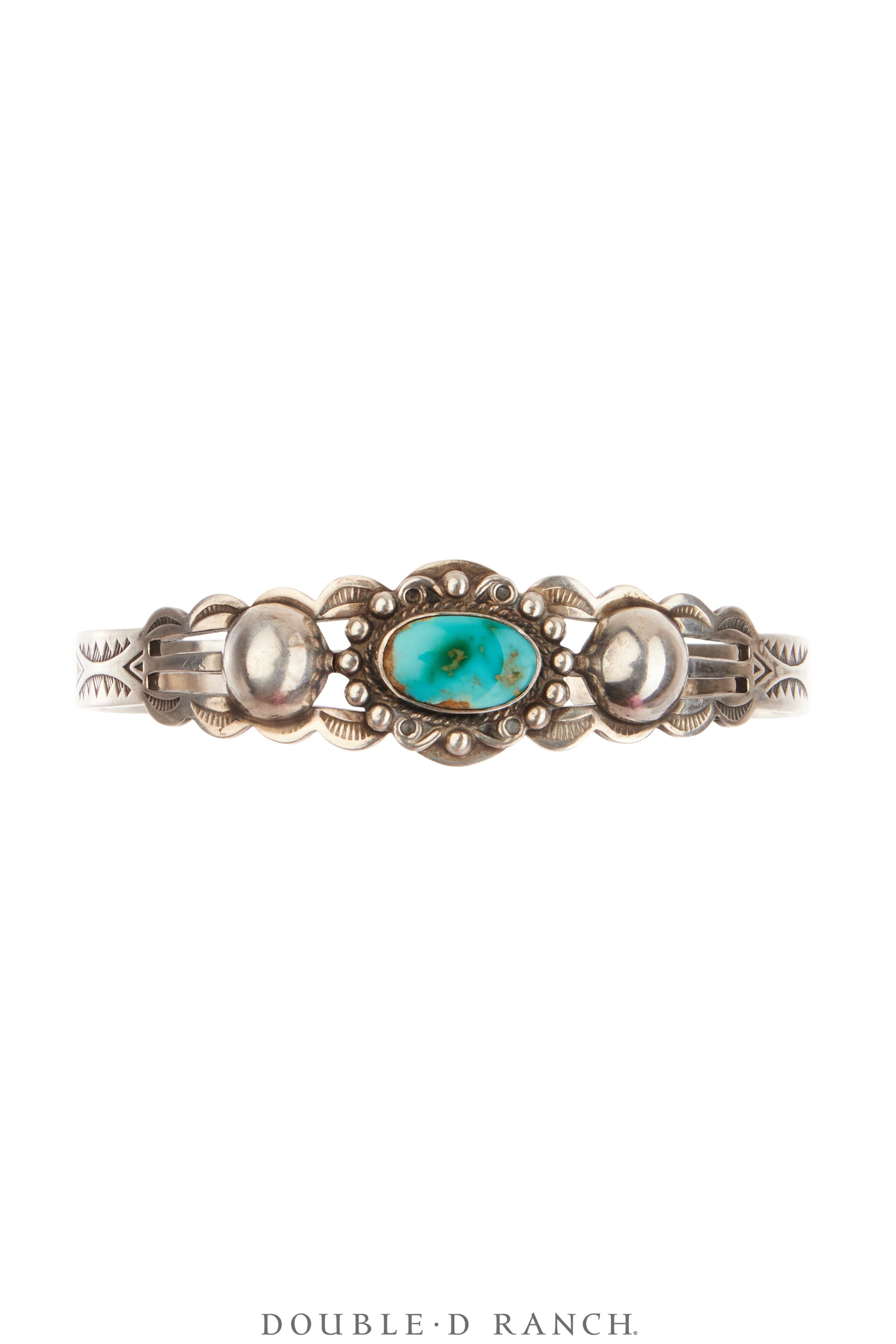 Cuff, Fred Harvey Railroad Era, Turquoise, Stampwork, Vintage ‘40s, 4113