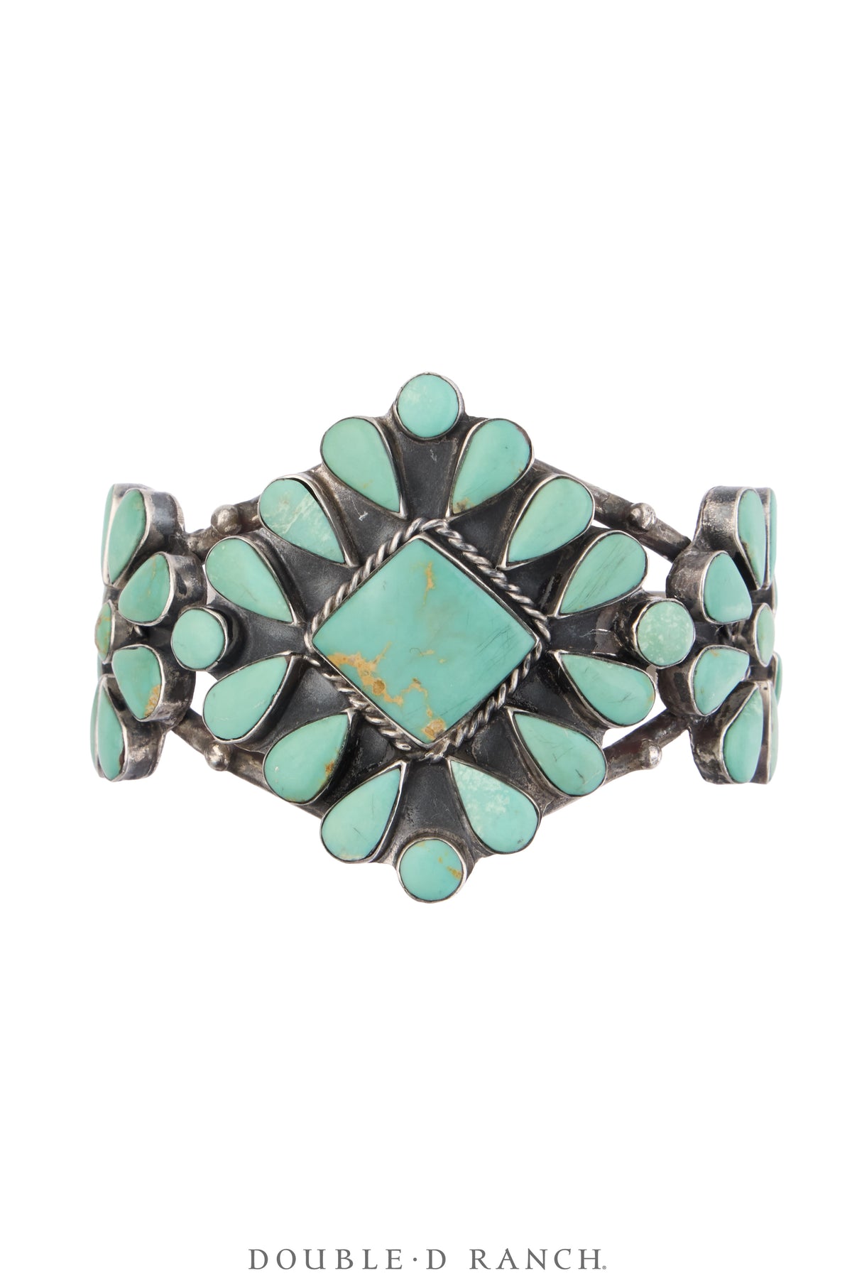 Cuff, Cluster, Turquoise, Needlepoint, Vintage, 4149