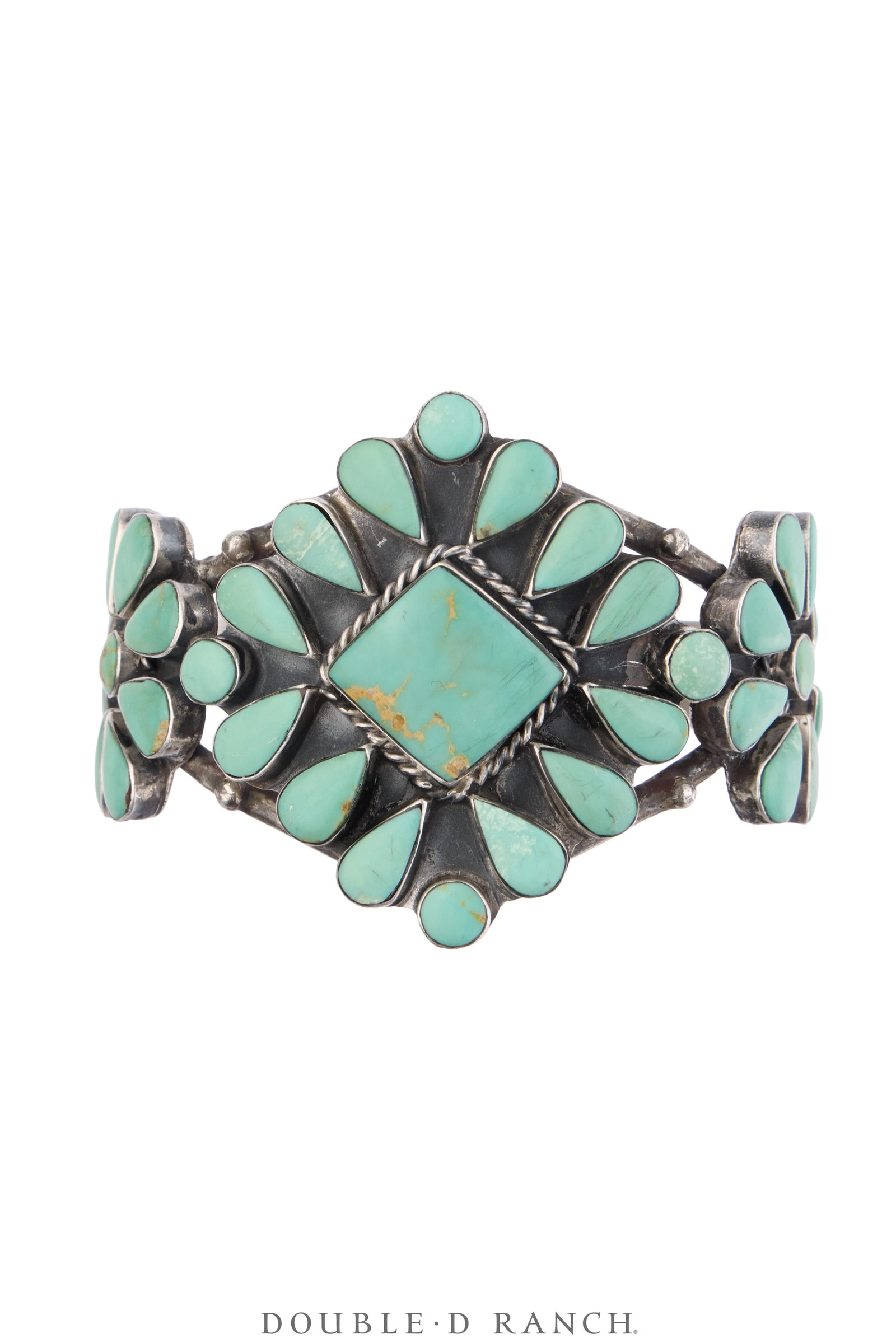 Cuff, Cluster, Turquoise, Needlepoint, Vintage, 4149