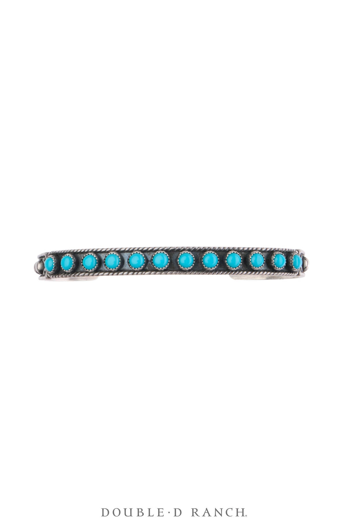 Cuff, Fred Harvey Railroad Era, Turquoise, Row With Snake-eye Stones, Vintage ‘40s, 4166