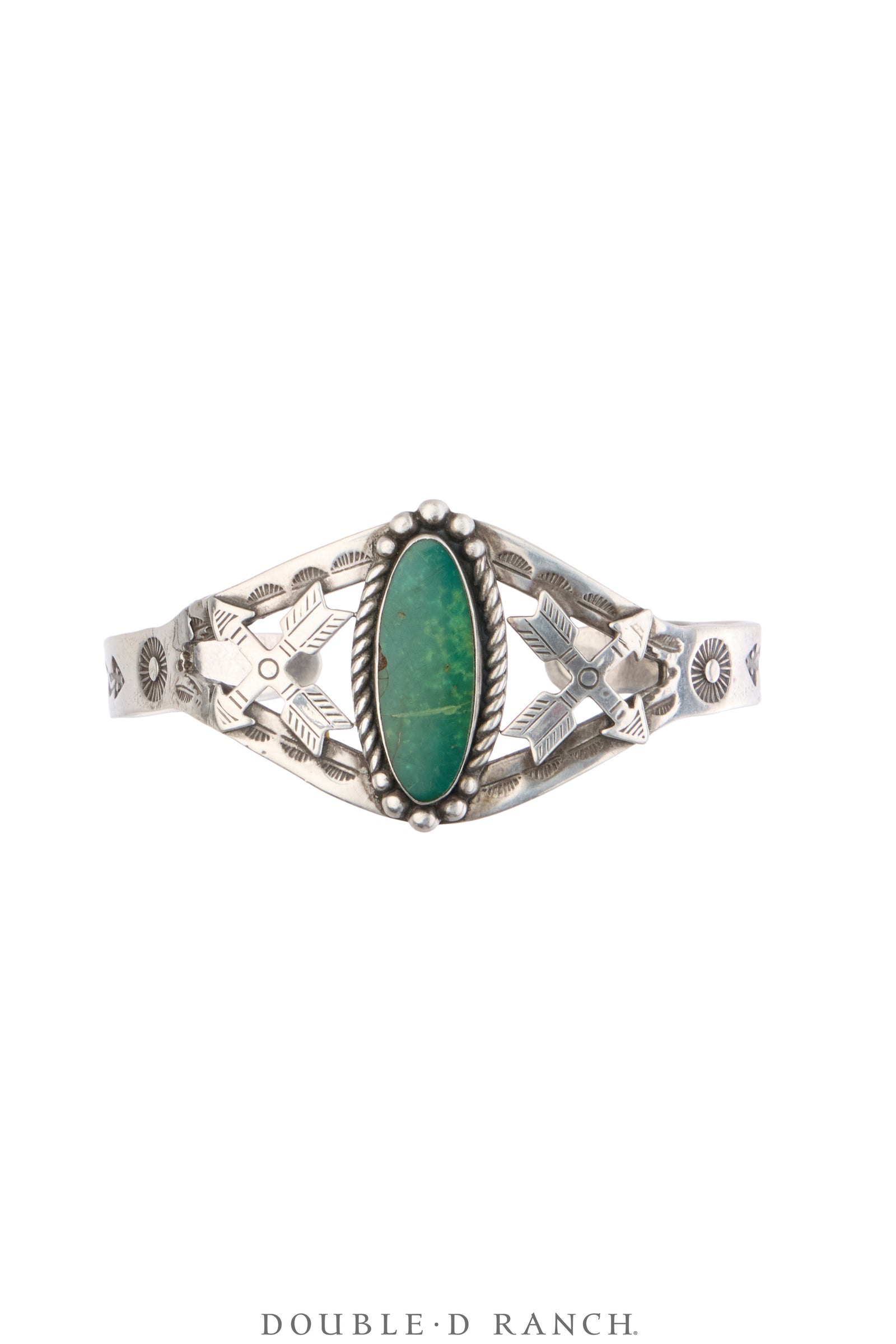 Cuff, Fred Harvey Railroad Era, Turquoise, Crossed Arrows, Hallmark, Vintage ‘40s, 4168