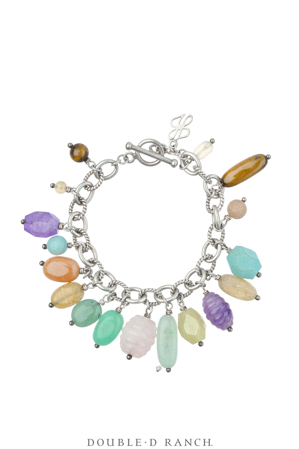 Bracelet, Charm, Sterling Silver With Mixed Stones, Hallmark, Vintage, 4183