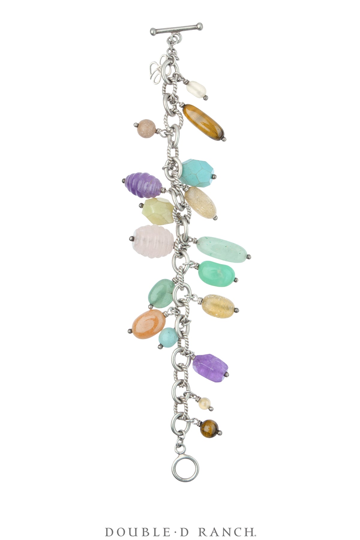 Bracelet, Charm, Sterling Silver With Mixed Stones, Hallmark, Vintage, 4183