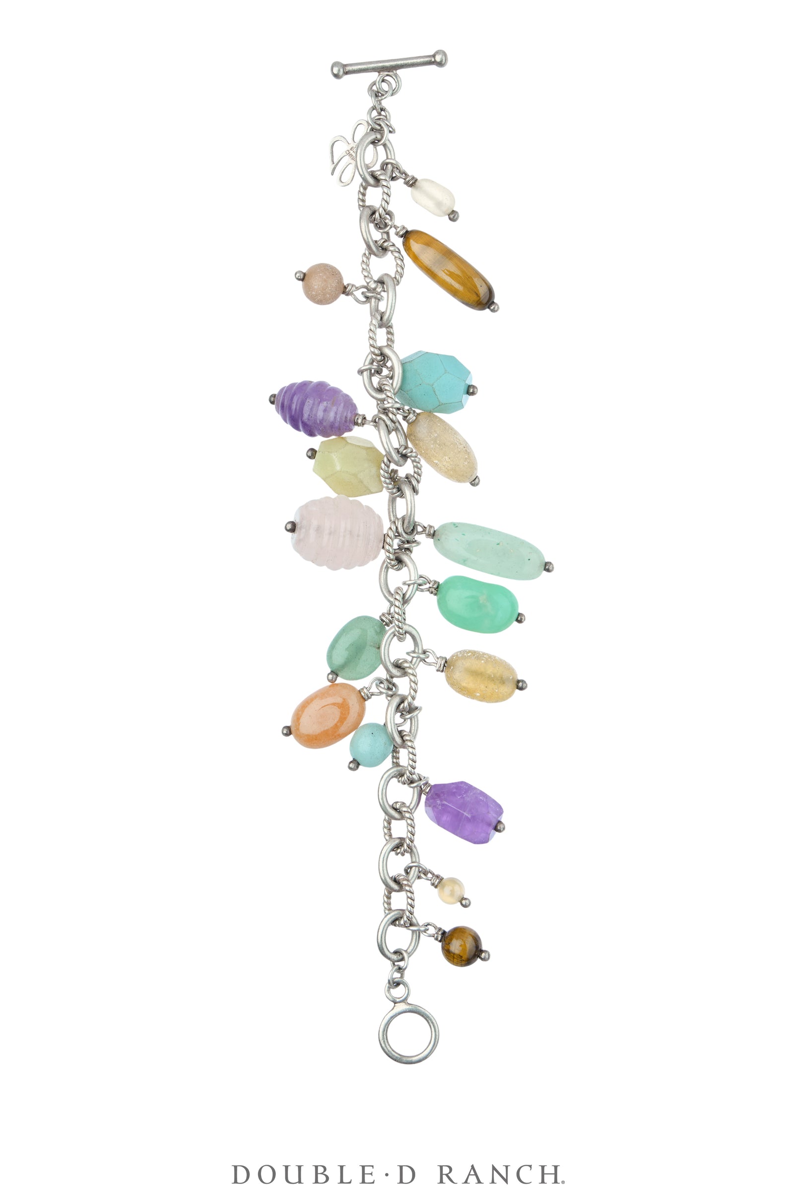 Bracelet, Charm, Sterling Silver With Mixed Stones, Hallmark, Vintage, 4183