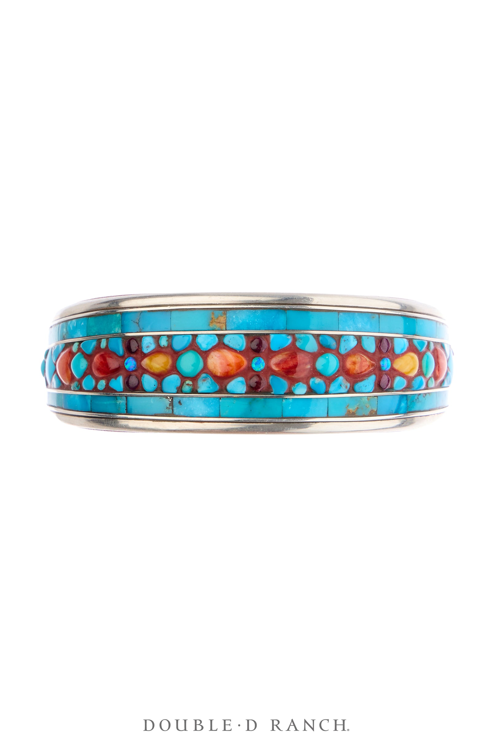 Cuff, Inlay, Mixed Stones, Leather Lined, Artisan, Contemporary, 4187
