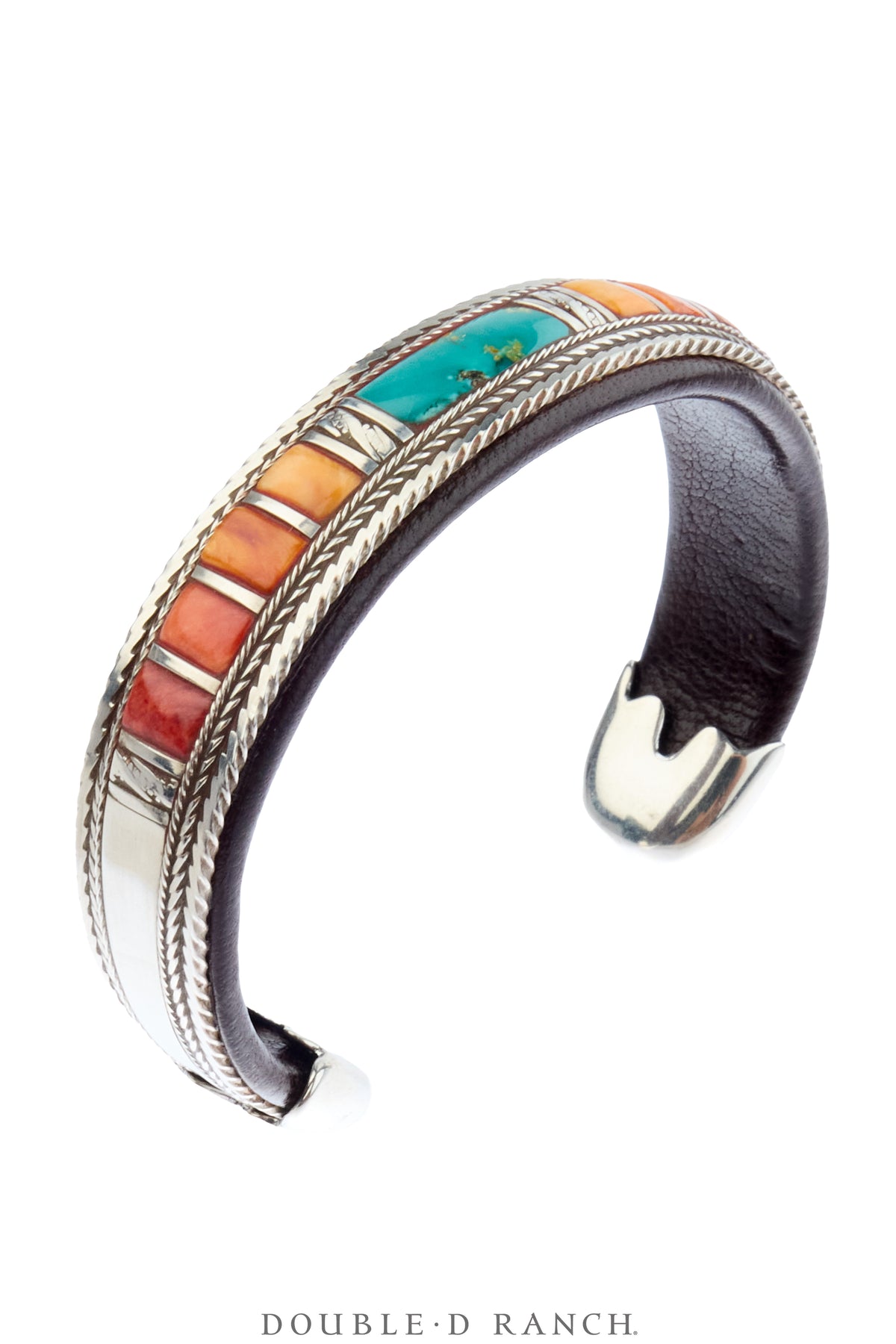 Cuff, Inlay, Mixed Stones, Leather Lined, Artisan, Contemporary, 4188