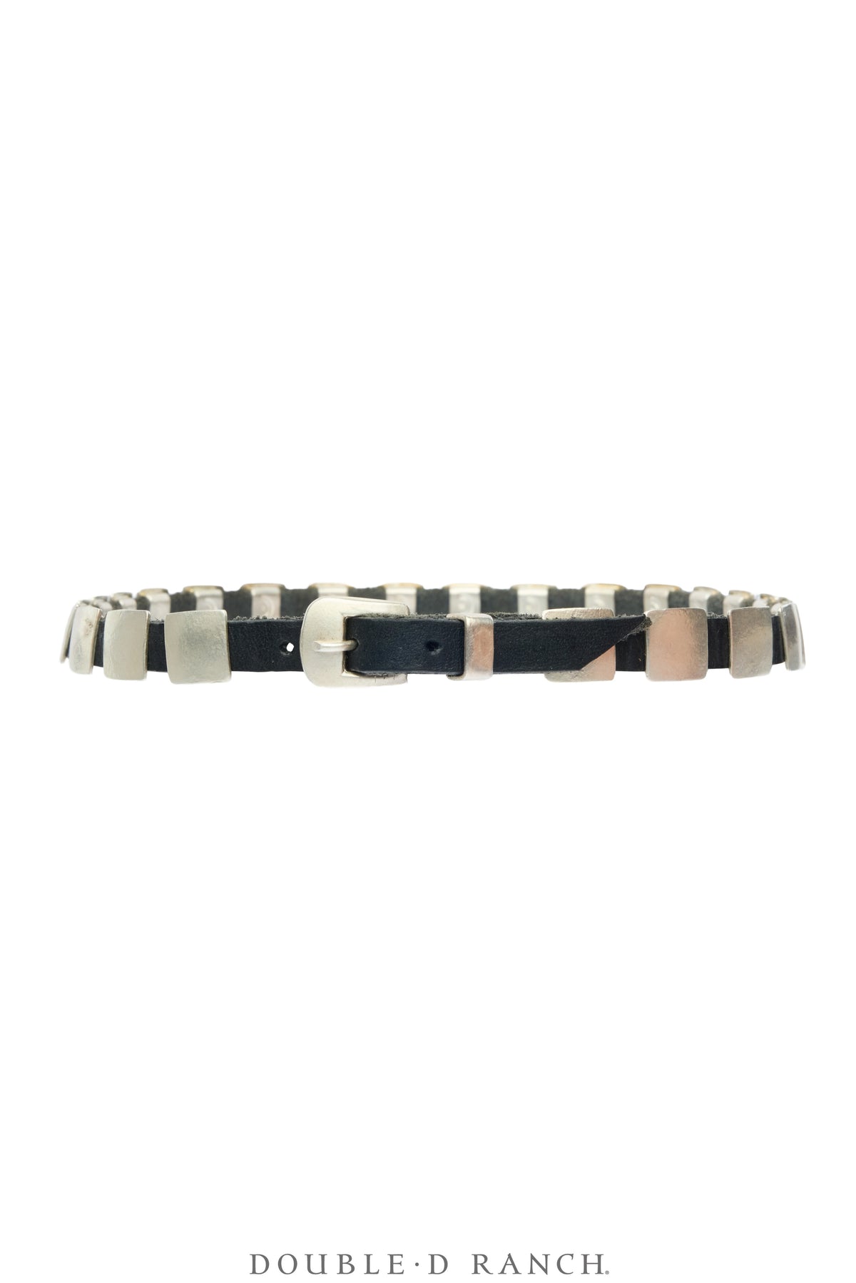 Bracelet, Leather Strap, Sterling Silver, Conchos, Double Wrap, Contemporary, 4207