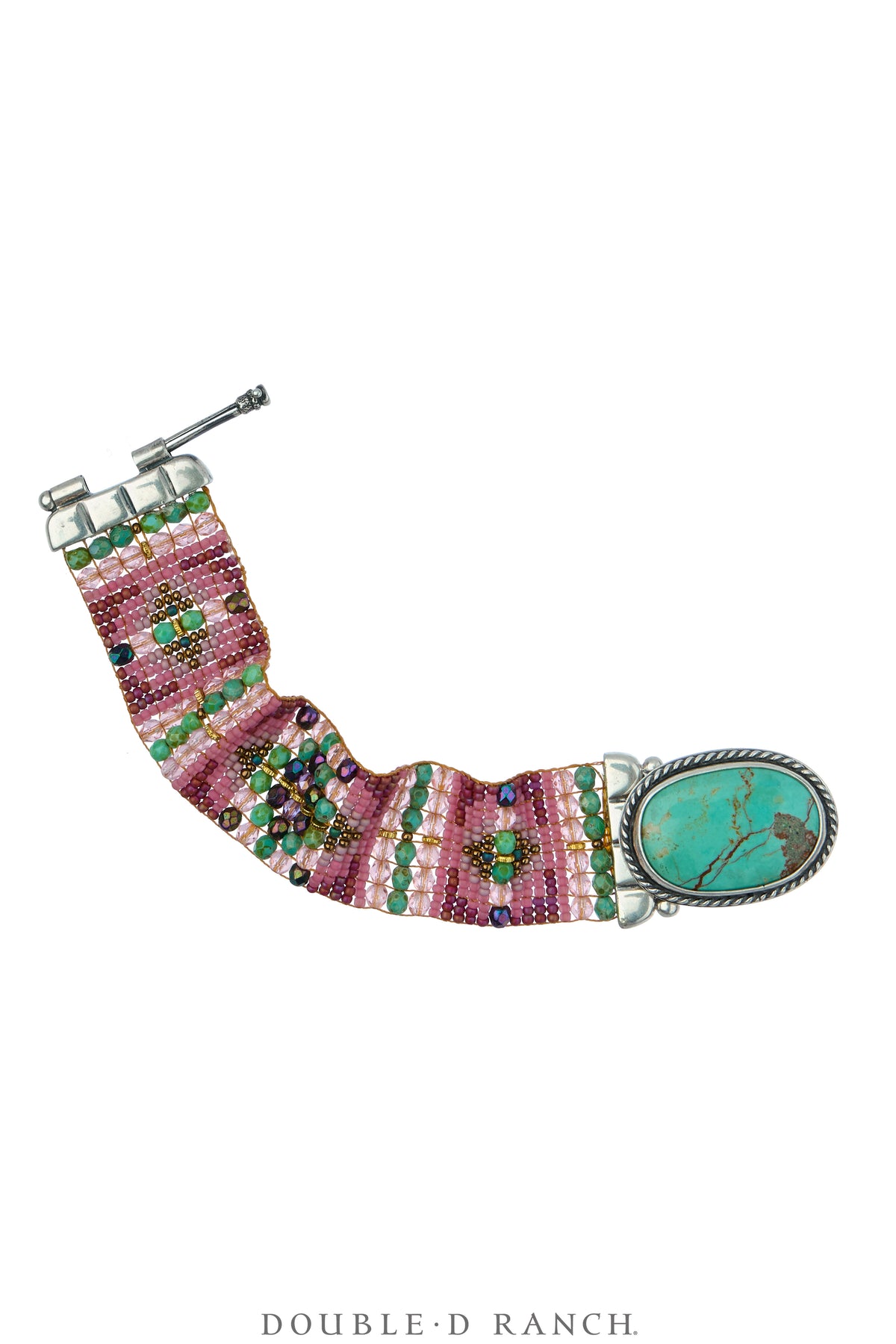 Cuff, Beaded, Glass Beads With Turquoise, Artisan, Contemporary, 4210