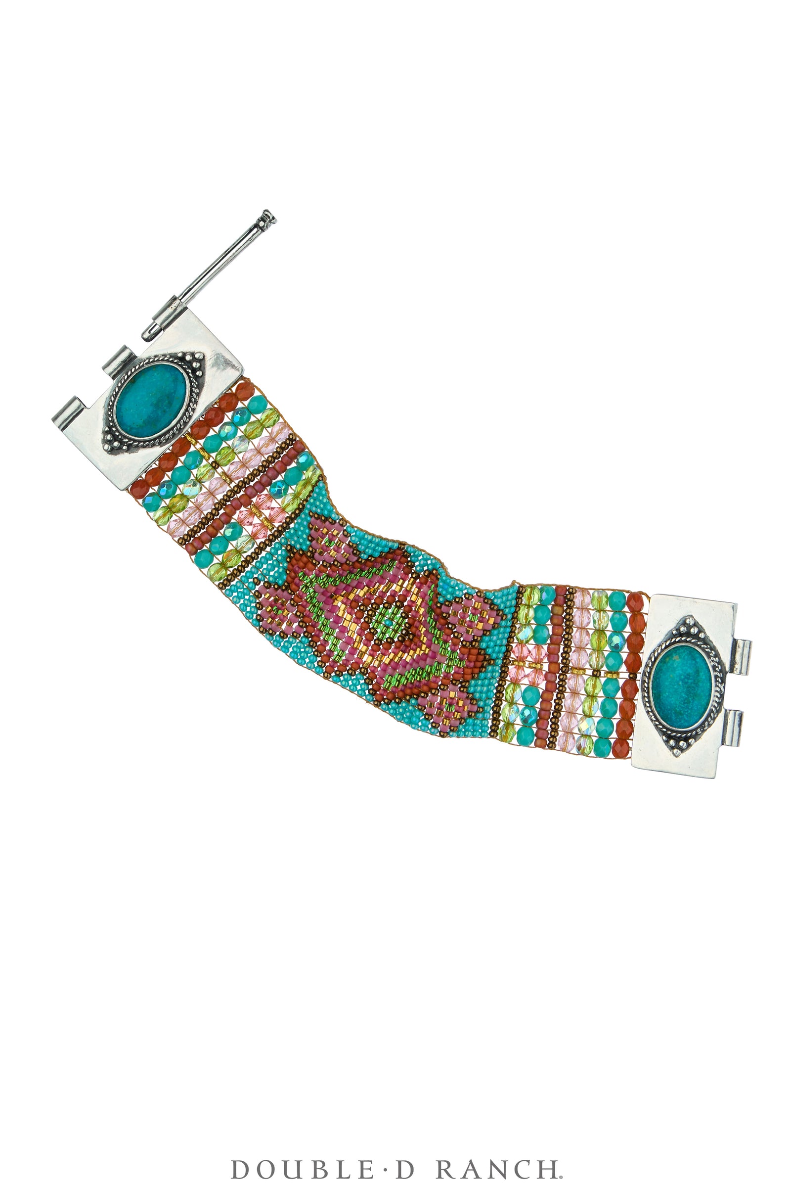 Cuff, Beaded, Glass Beads With Turquoise, Artisan, Contemporary, 4211