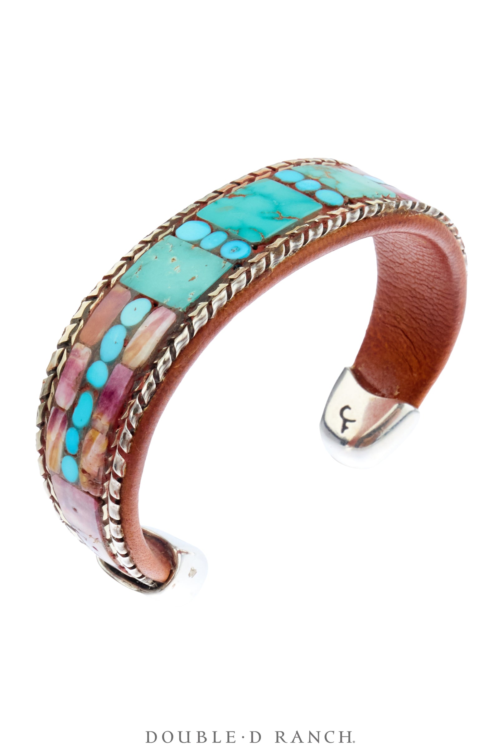 Cuff, Inlay, Turquoise & Mixed Stones, Leather Lined, Artisan, Charlie Favour, Contemporary, 4219