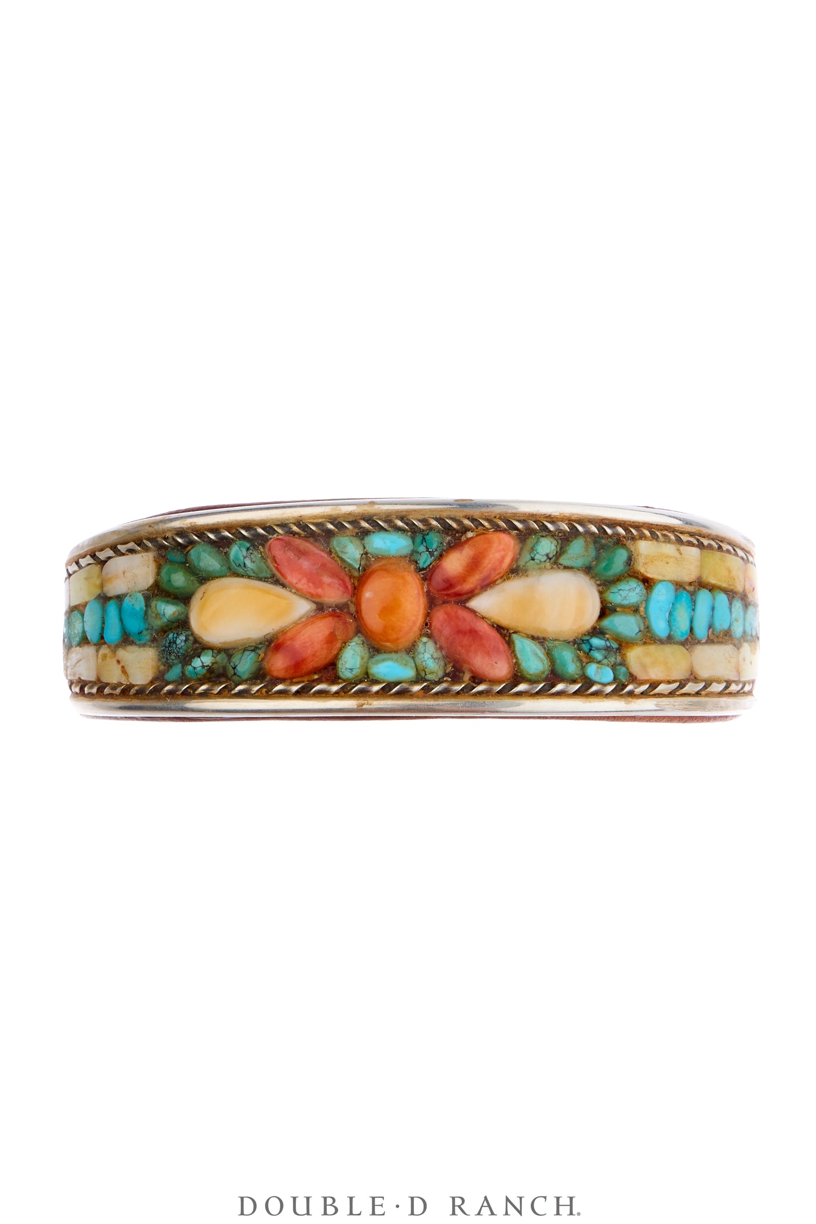 Cuff, Inlay, Turquoise & Spiny Oyster, Leather Lined, Artisan, Charlie Favour, Contemporary, 4220