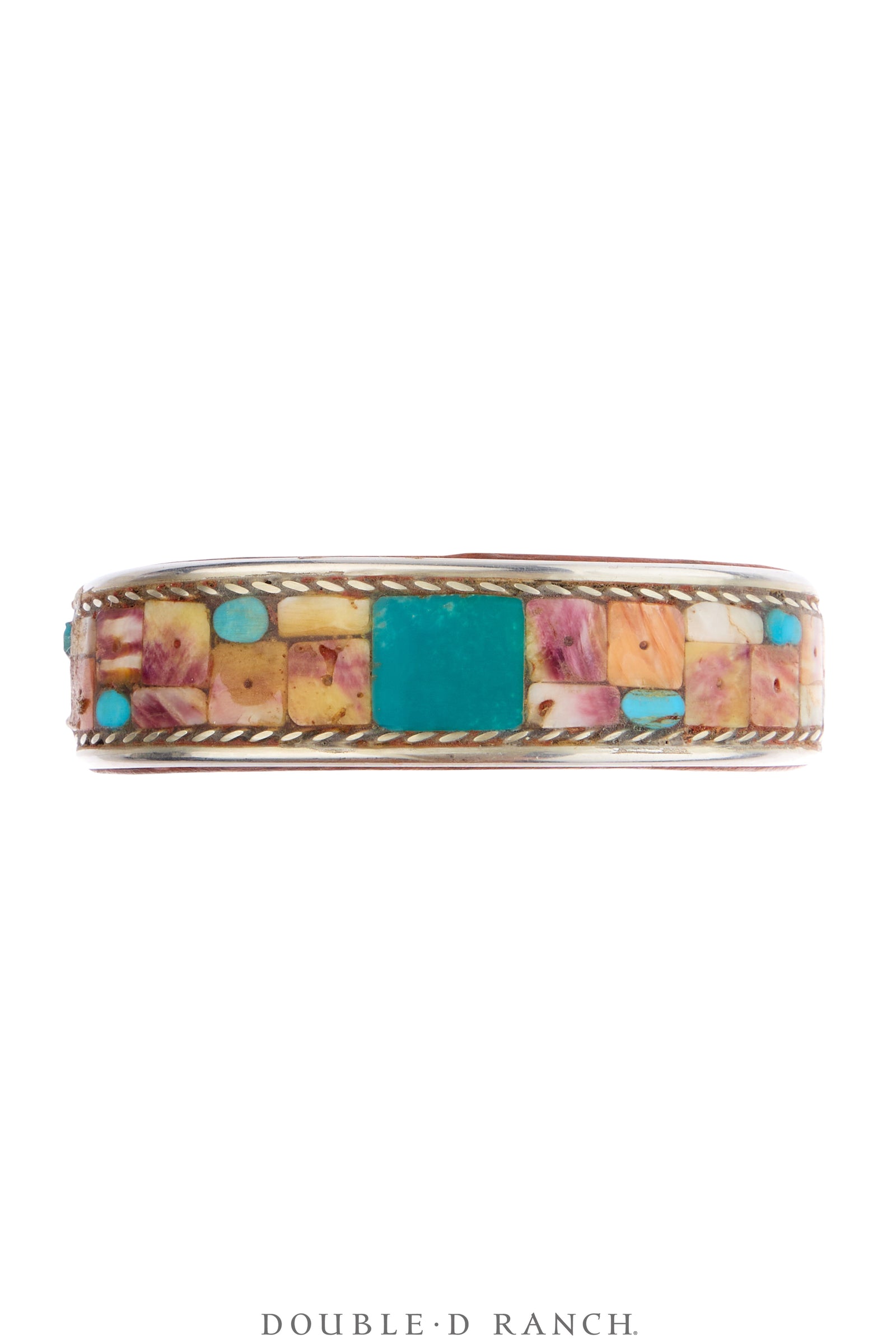Cuff, Inlay, Turquoise & Spiny Oyster, Leather Lined, Artisan, Charlie Favour, Contemporary, 4222