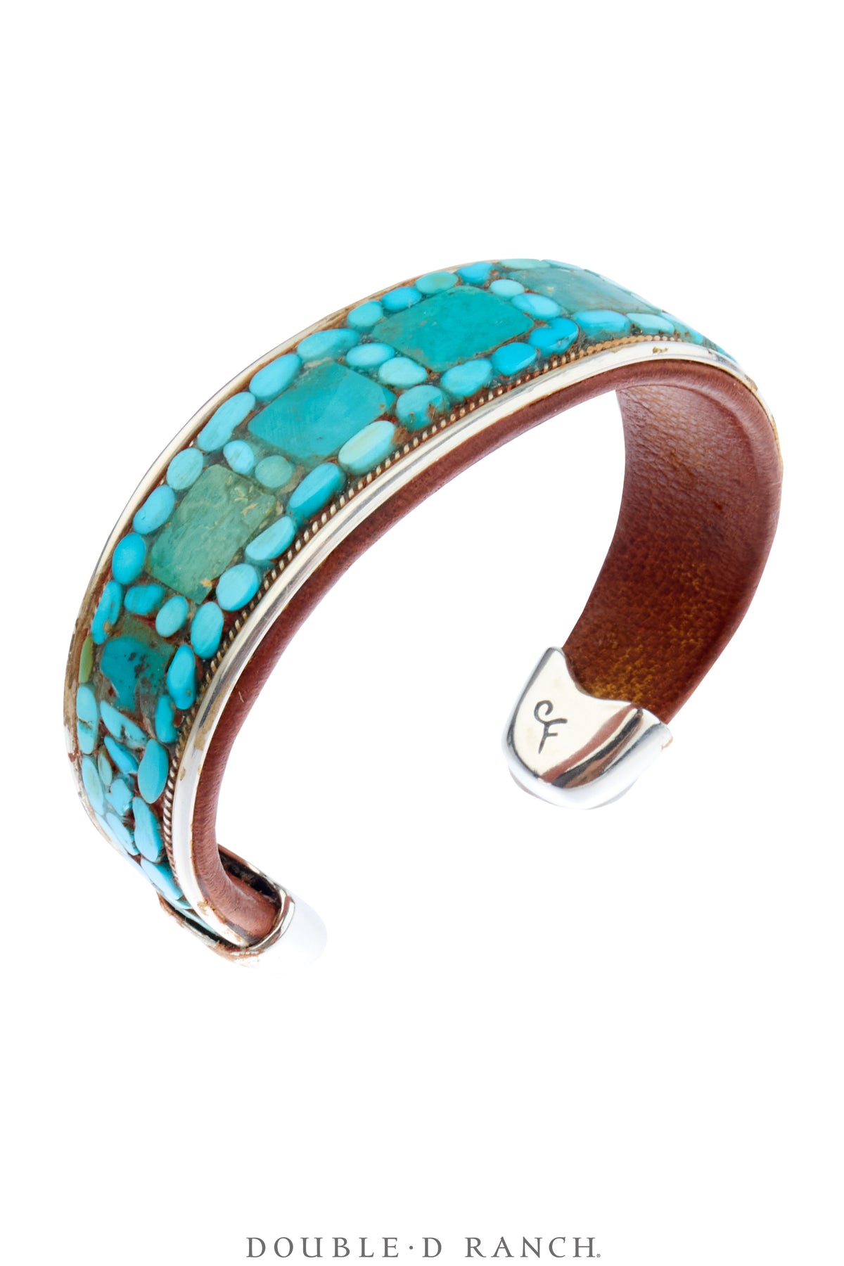 Cuff, Inlay, Turquoise, Leather Lined, Artisan, Charlie Favour, Contemporary, 4223