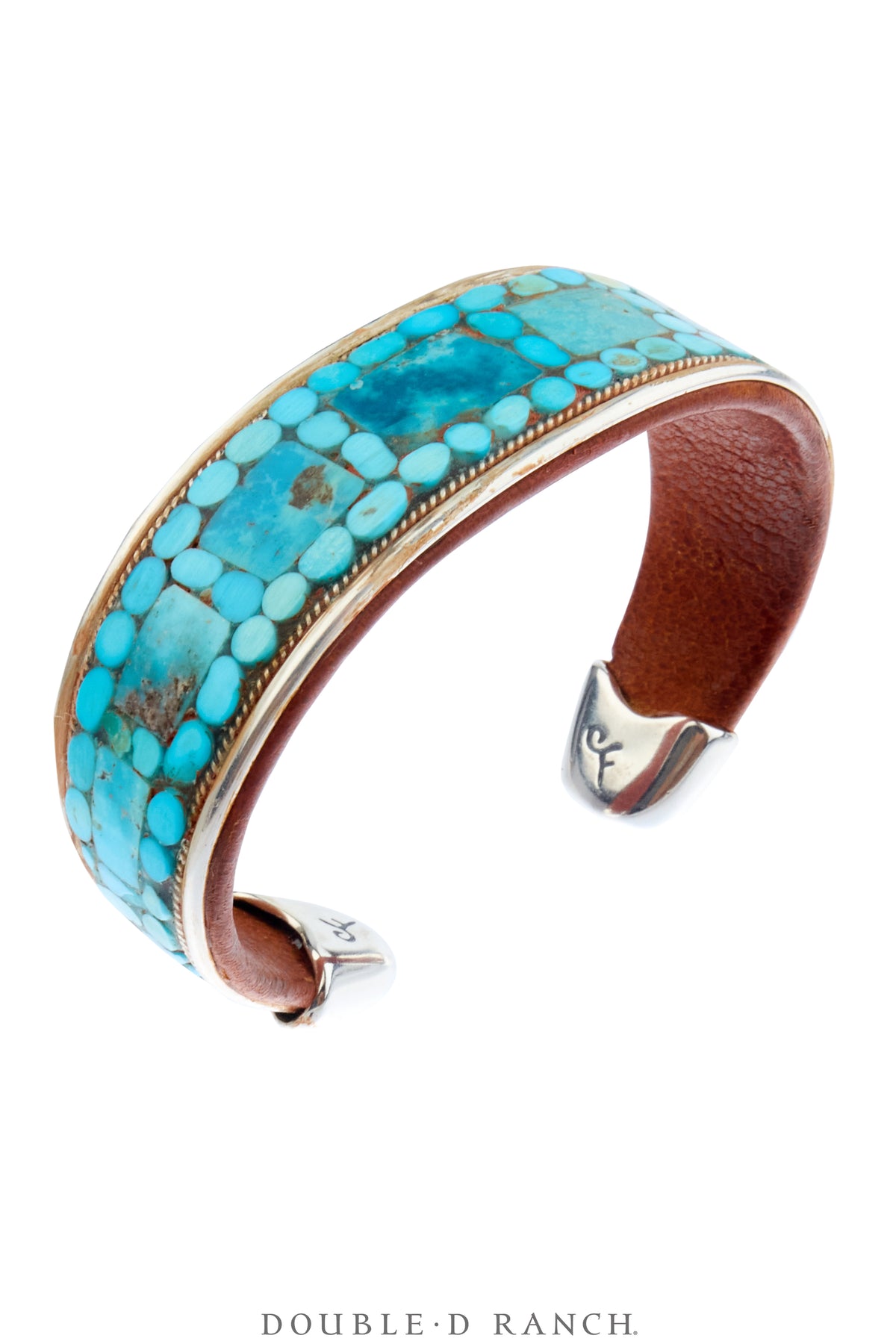 Cuff, Inlay, Turquoise, Leather Lined, Artisan, Charlie Favour, Contemporary, 4227