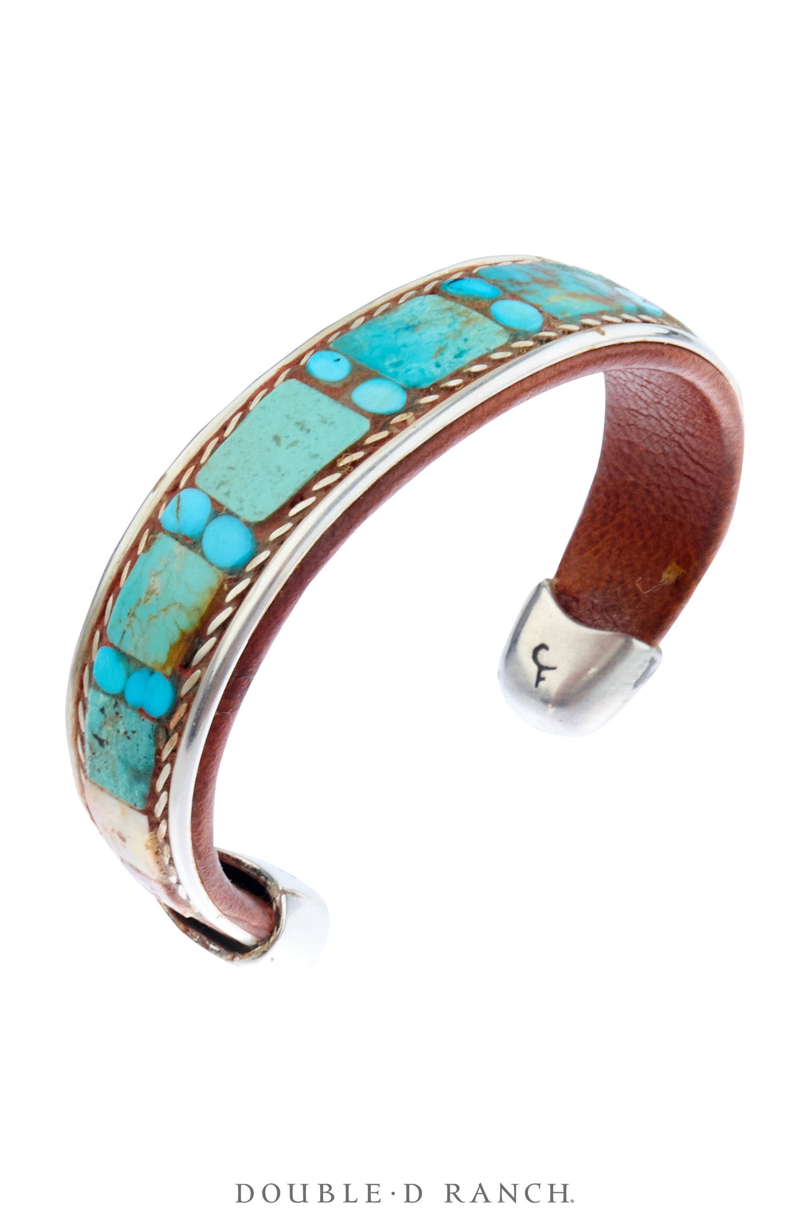 Cuff, Inlay, Turquoise, Leather Lined, Artisan, Charlie Favour, Contemporary, 4228