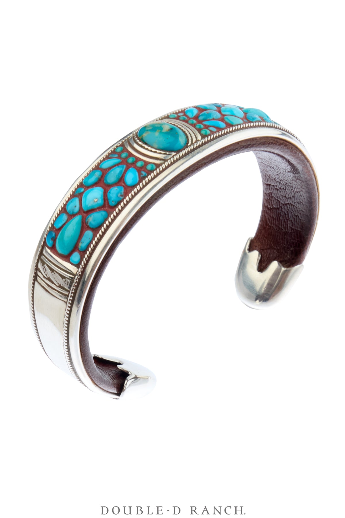 Cuff, Inlay, Turquoise, Leather Lined, Artisan, Contemporary, 4231