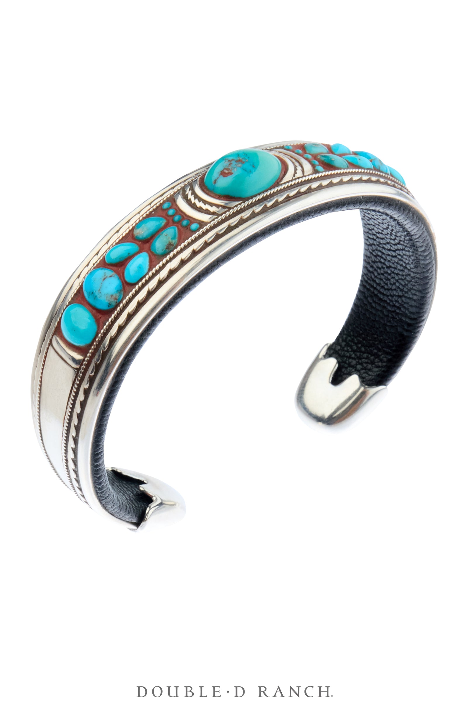 Cuff, Inlay, Turquoise, Leather Lined, Artisan, Contemporary, 4232