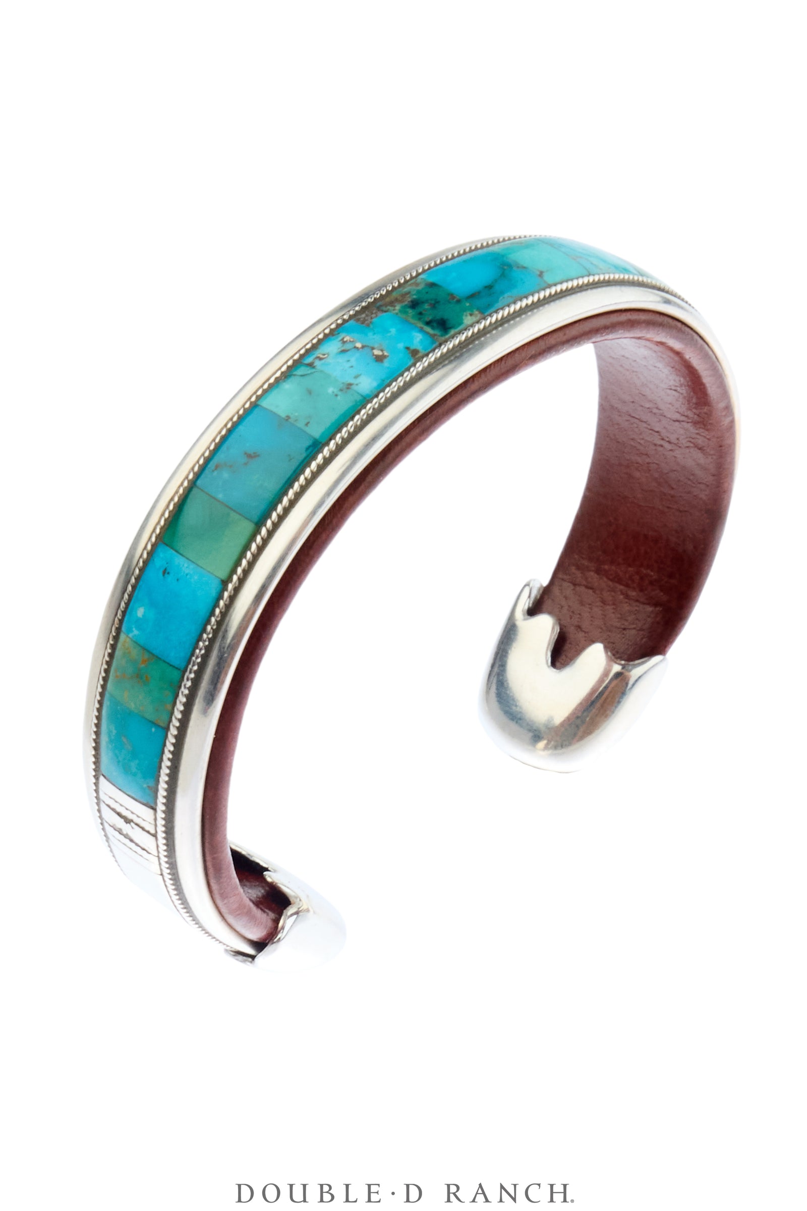Cuff, Inlay, Turquoise, Leather Lined, Artisan, Contemporary, 4235