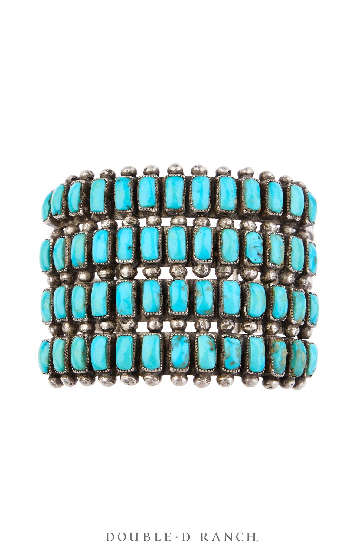 Cuff, Row, Turquoise, 4 Bands, Stampwork, Heavy, Estate, Vintage, 4242