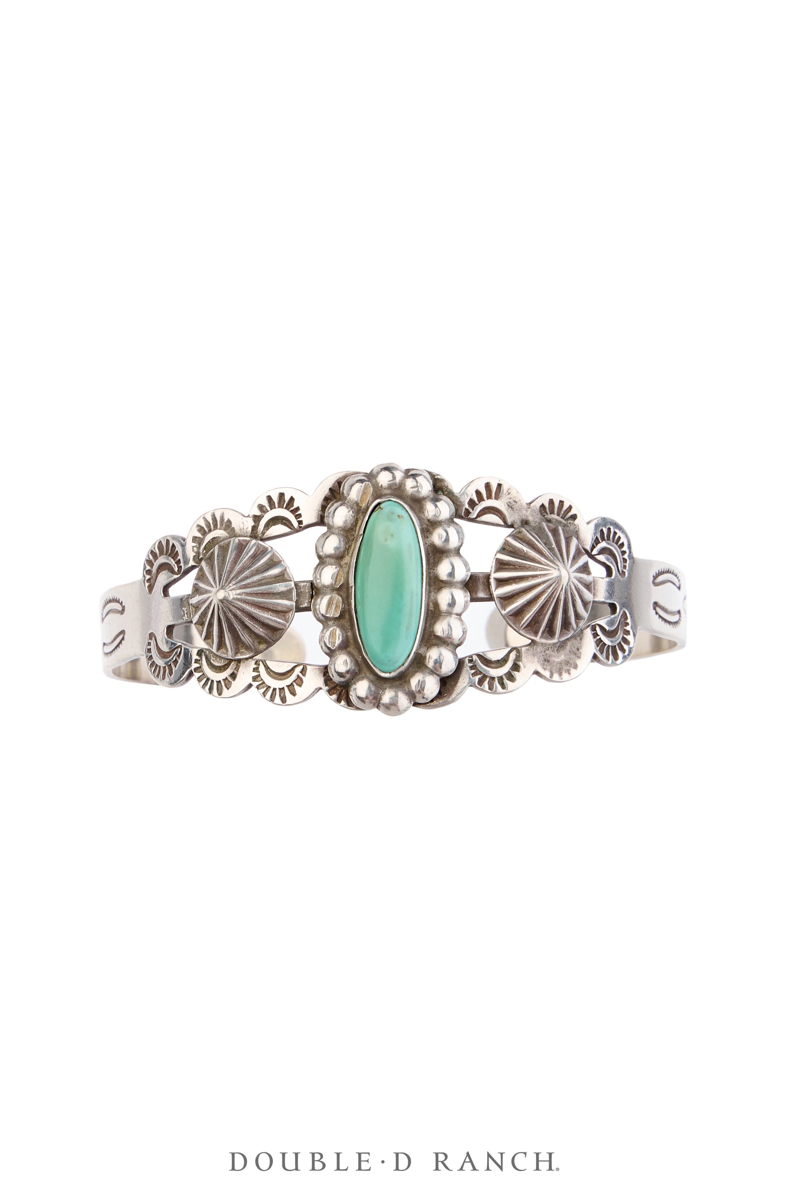 Cuff, Fred Harvey Railroad Era, Turquoise, Coin Silver, Hallmark, Vintage ‘40s, 4246