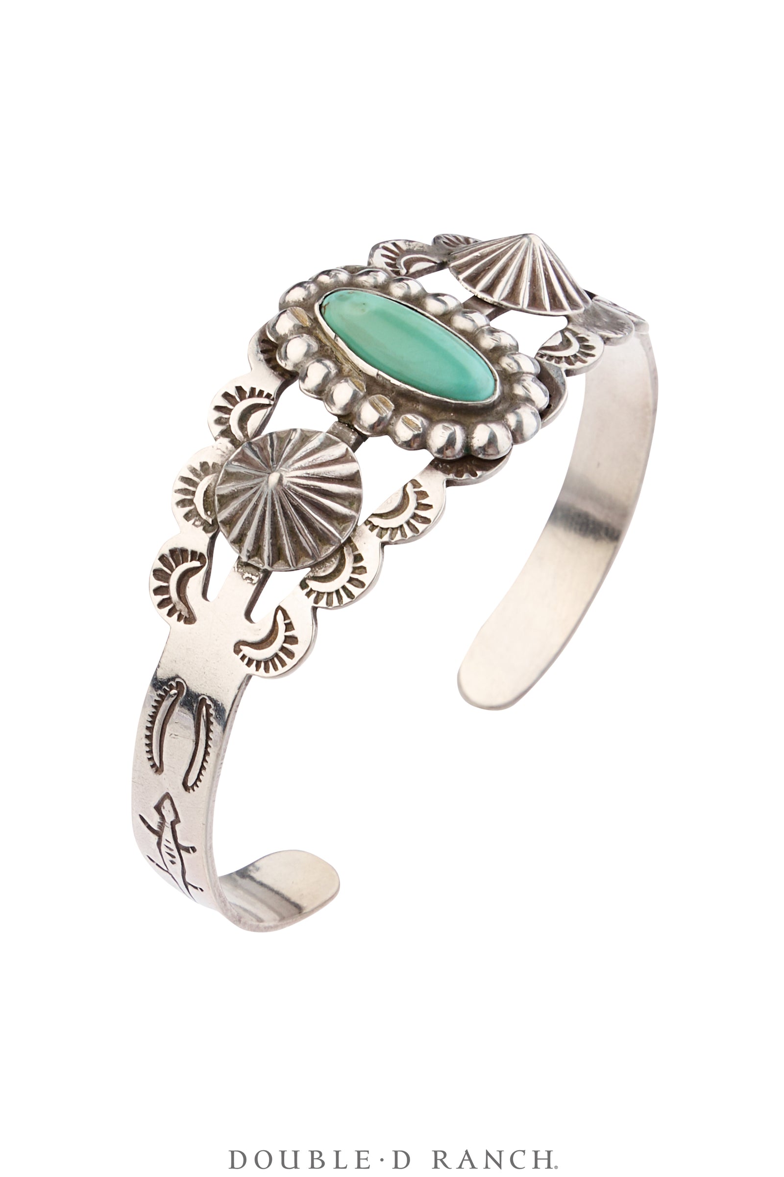 Cuff, Fred Harvey Railroad Era, Turquoise, Coin Silver, Hallmark, Vintage ‘40s, 4246