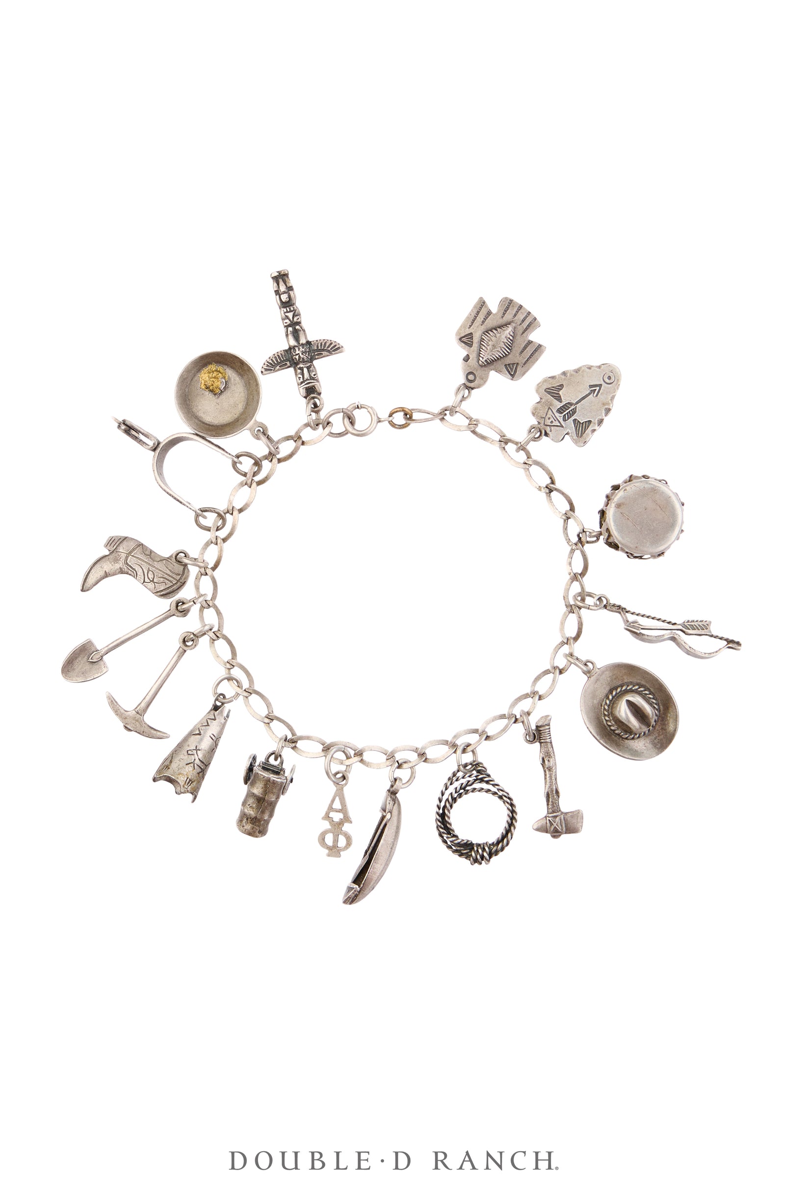 Bracelet, Charm, Sterling Silver, Western Motifs, Hallmark, Vintage, 4247