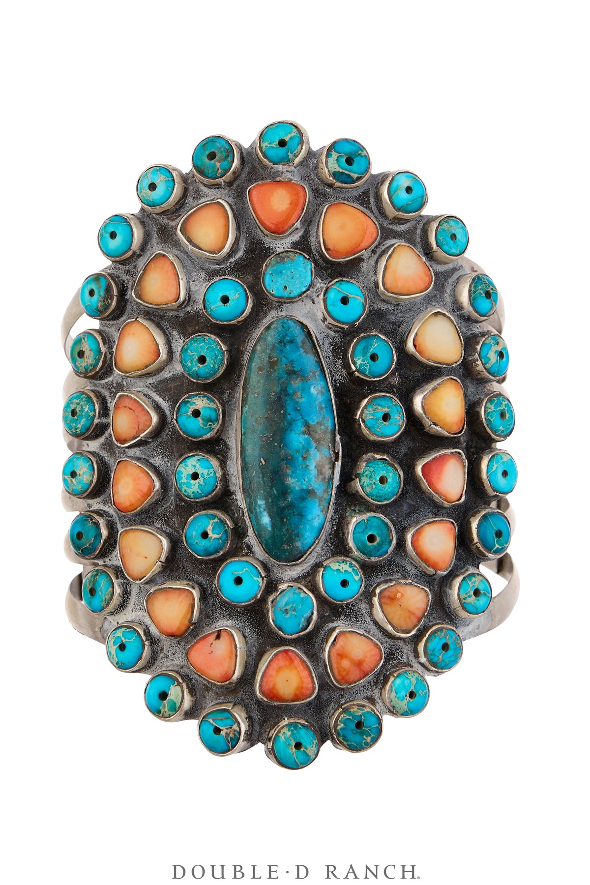 Cuff, Oscar Betz, Cluster, Turquoise, Orange Spiny Oyster, Hallmark, Contemporary, 4277