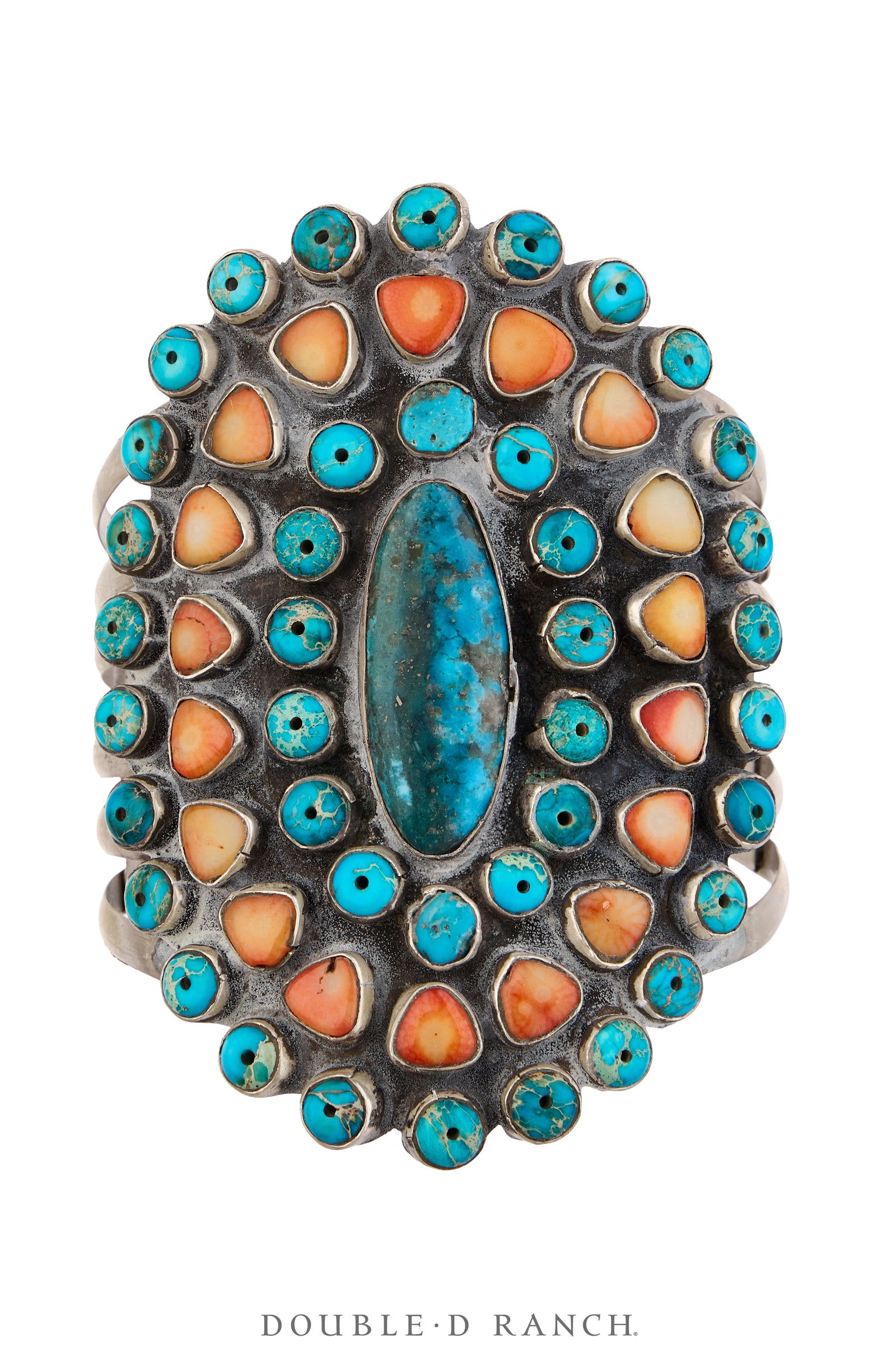 Cuff, Oscar Betz, Cluster, Turquoise, Orange Spiny Oyster, Hallmark, Contemporary, 4277