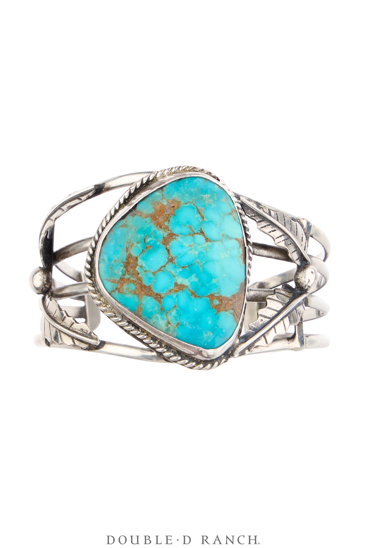 Cuff, Natural Stone, Turquoise, Leaf Appliqué, Sans Hallmark, Vintage, 4301