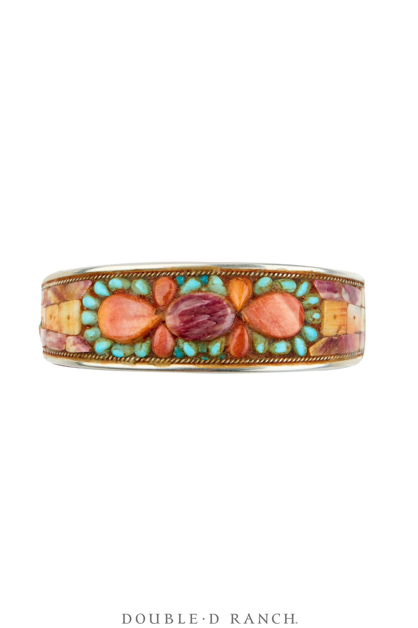 Cuff, Inlay, Multi Stone, Leather Lined, Artisan, Charlie Favor, Contemporary, 4315