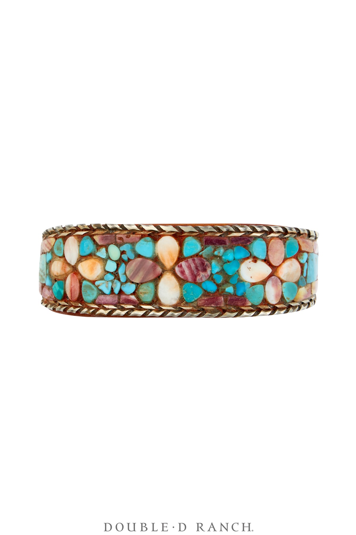 Cuff, Inlay, Multi Stone, Leather Lined, Artisan, Charlie Favor, Contemporary, 4316