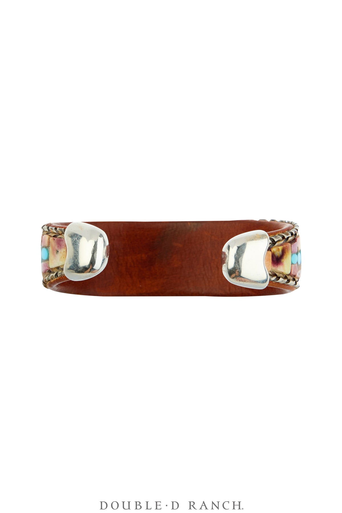 Cuff, Inlay, Multi Stone, Leather Lined, Artisan, Charlie Favor, Contemporary, 4316