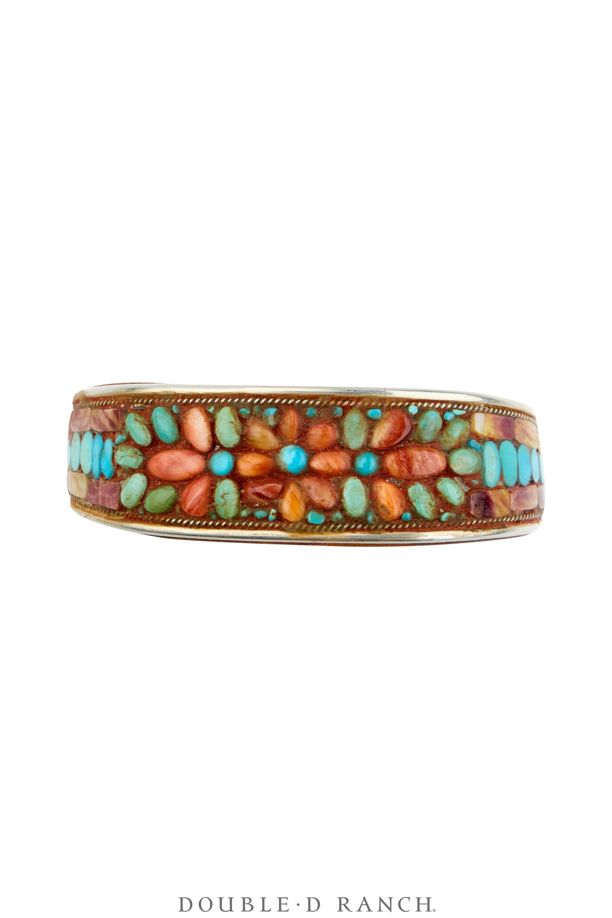 Cuff, Inlay, Multi Stone, Leather Lined, Artisan, Charlie Favor, Contemporary, 4317