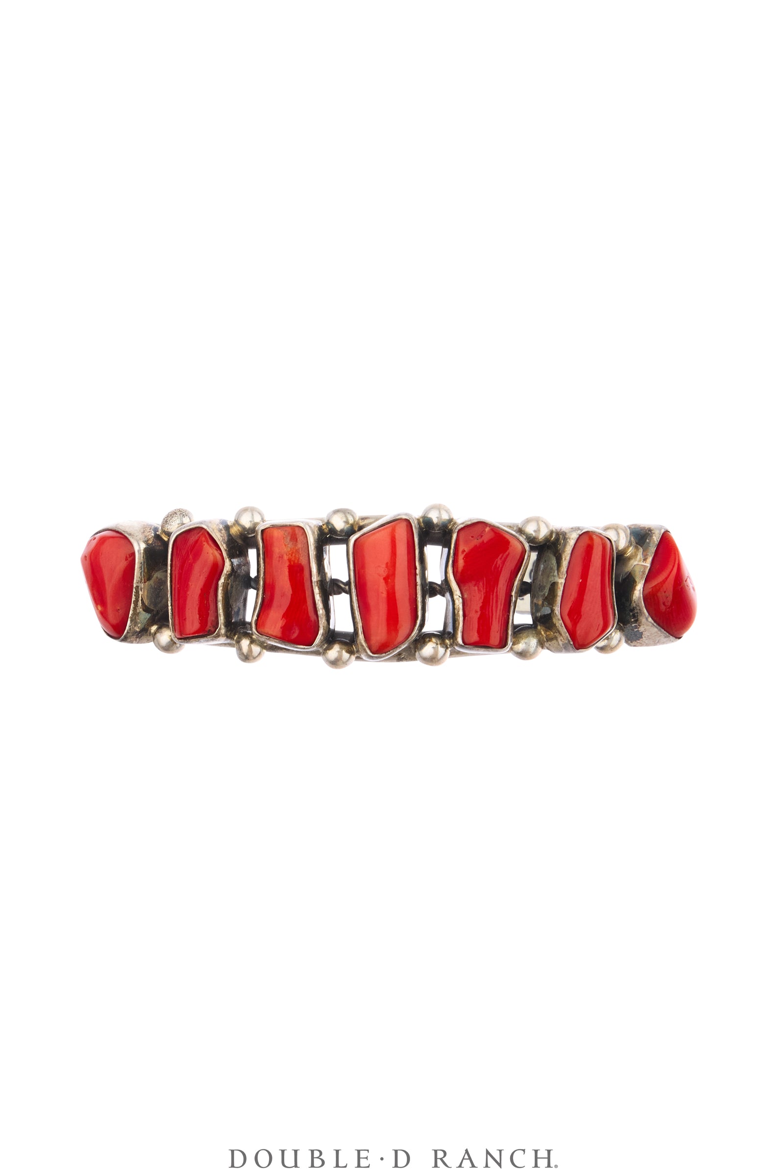 Cuff, Row, Coral, Natural Shape, Navajo Arts & Crafts Guild Hallmark, Vintage, 4332