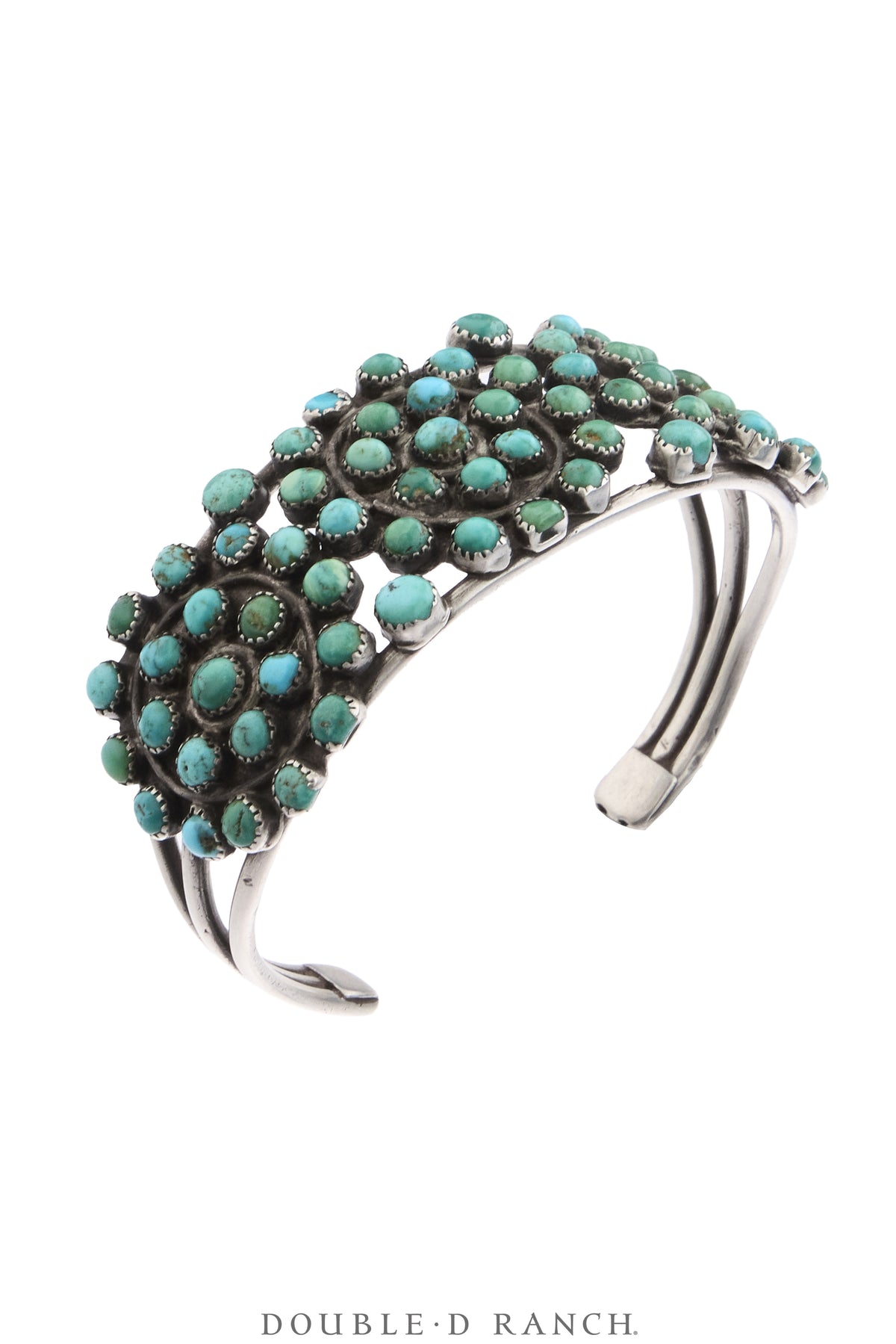 Cuff, Cluster, Turquoise, Snake Eye Stones, Sans Hallmark, Vintage ‘20s, 4342