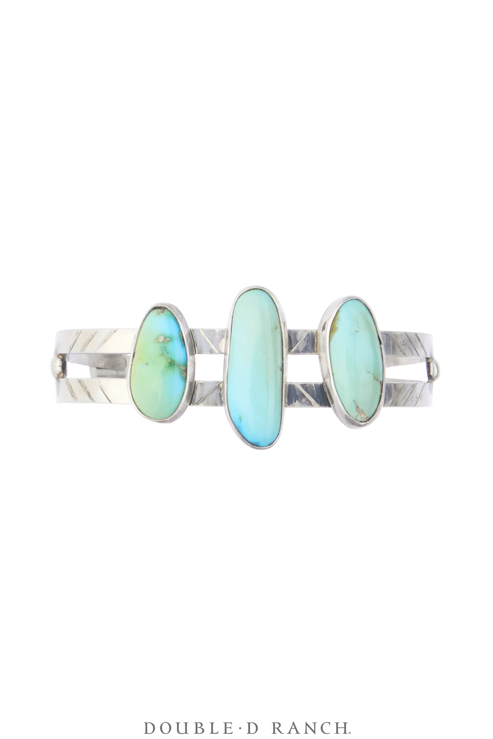 Cuff, Fred Harvey Railroad Era, Turquoise, Three Stones, Vintage, 4349