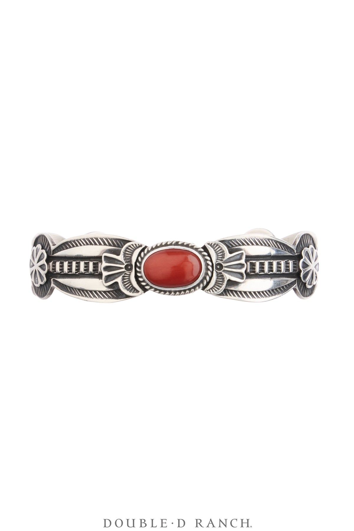 Cuff, Natural Stone, Coral, Heavy Stampwork, Hallmark, Vintage, 4350