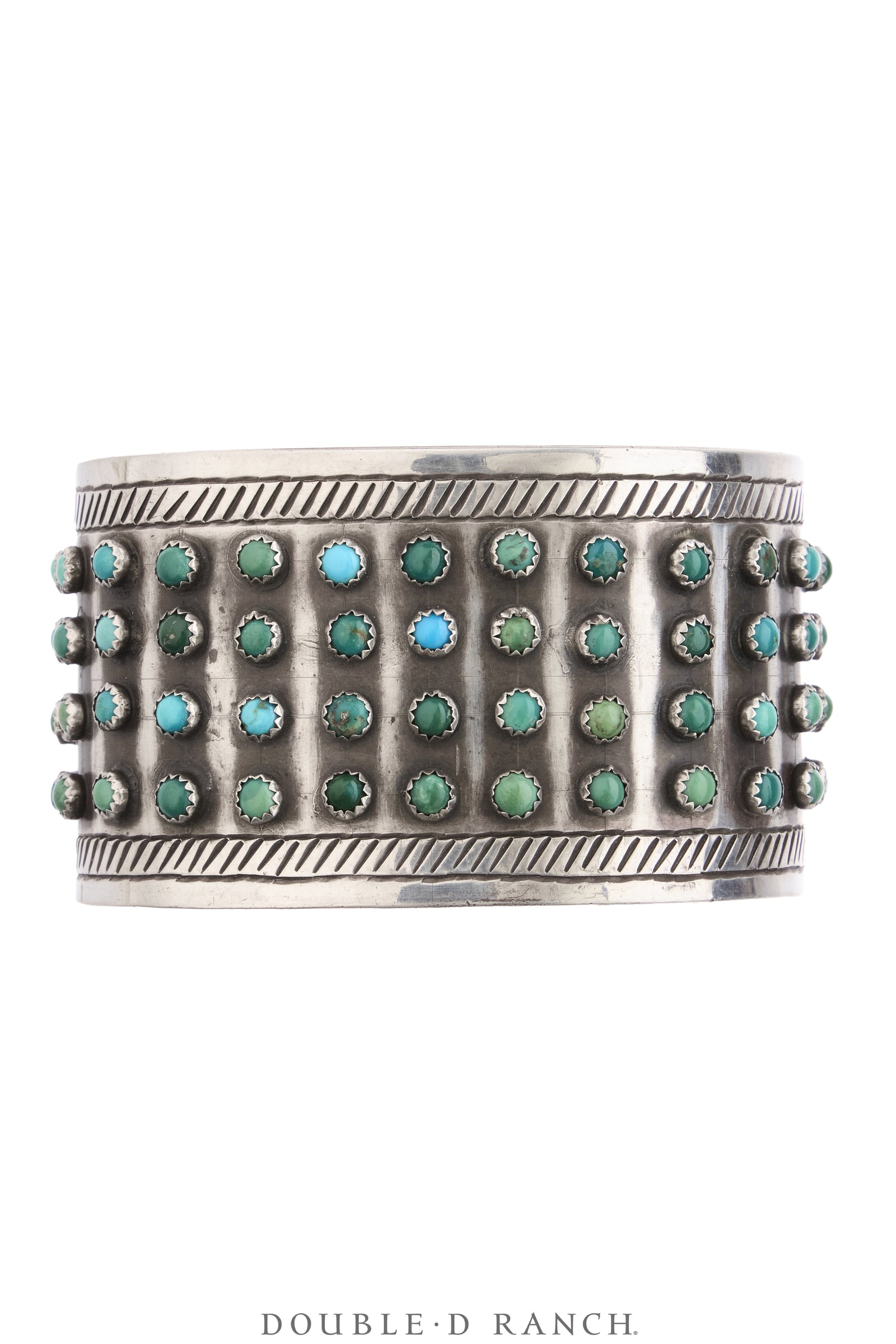 Cuff, Row, Turquoise, 4 Rows of Snake Eye Stones, Hallmark, Vintage, 4359