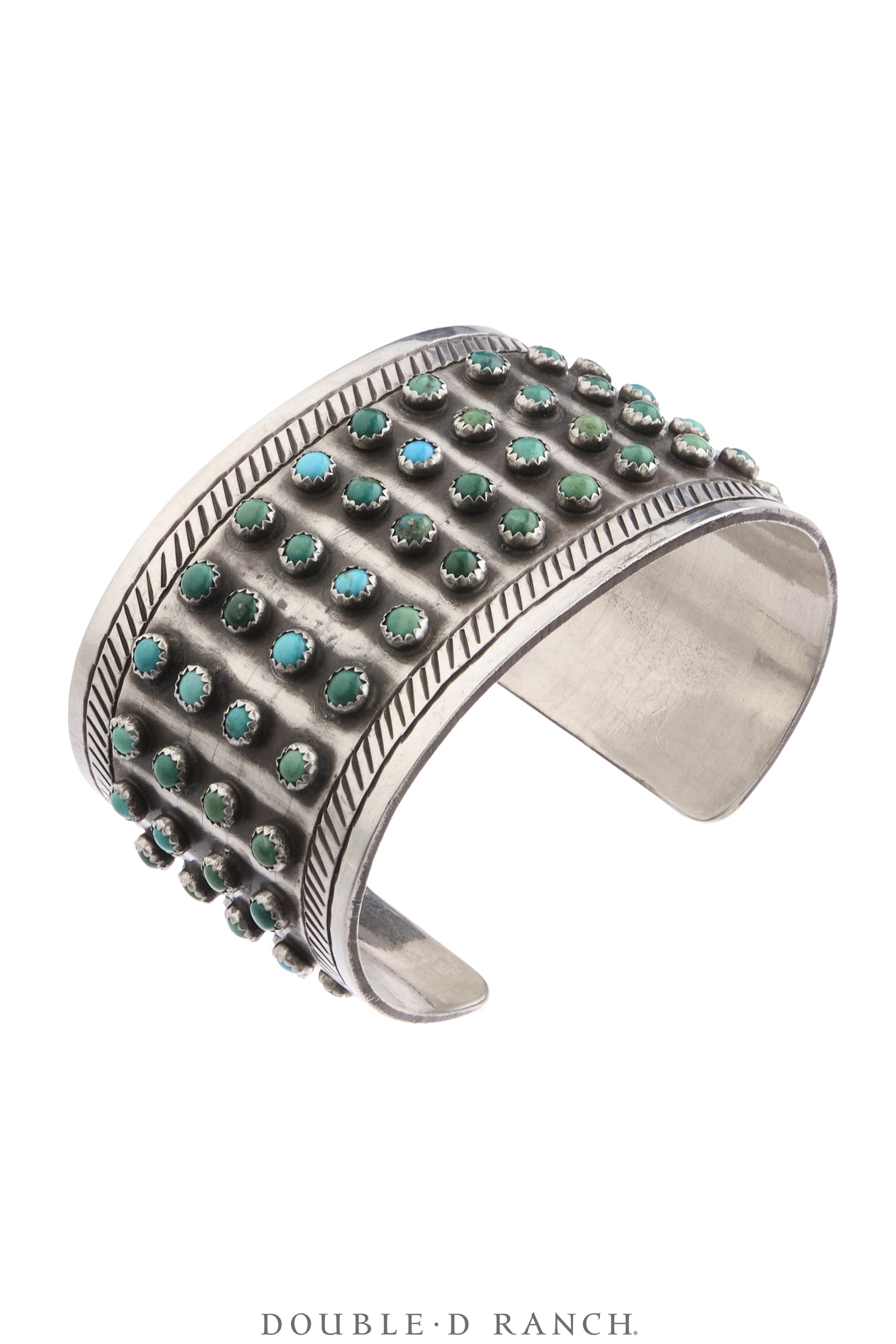 Cuff, Row, Turquoise, 4 Rows of Snake Eye Stones, Hallmark, Vintage, 4359