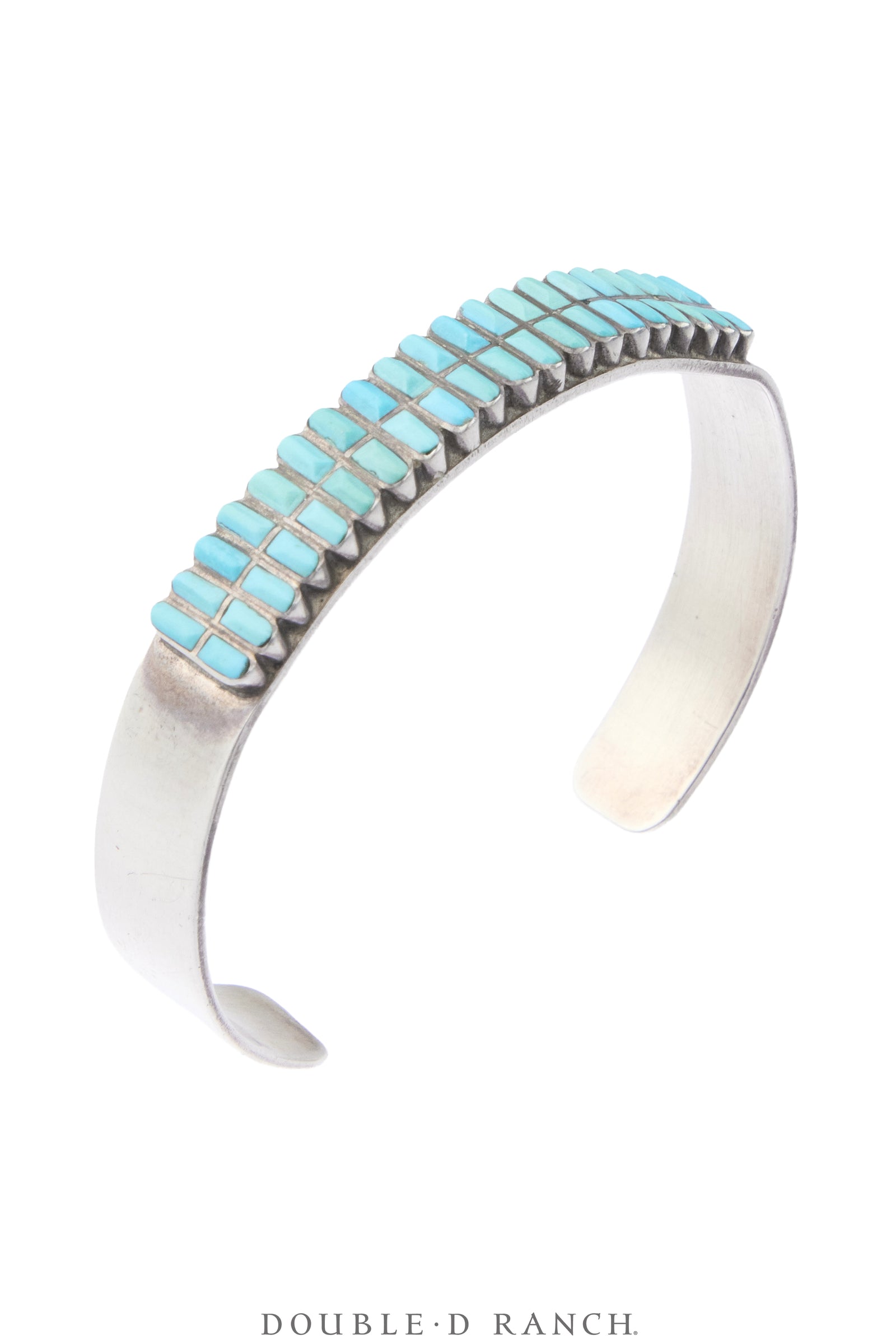 Cuff, Row, Turquoise, Inlay, Double Lozenge, Hechilay Hallmark, Vintage, 4361