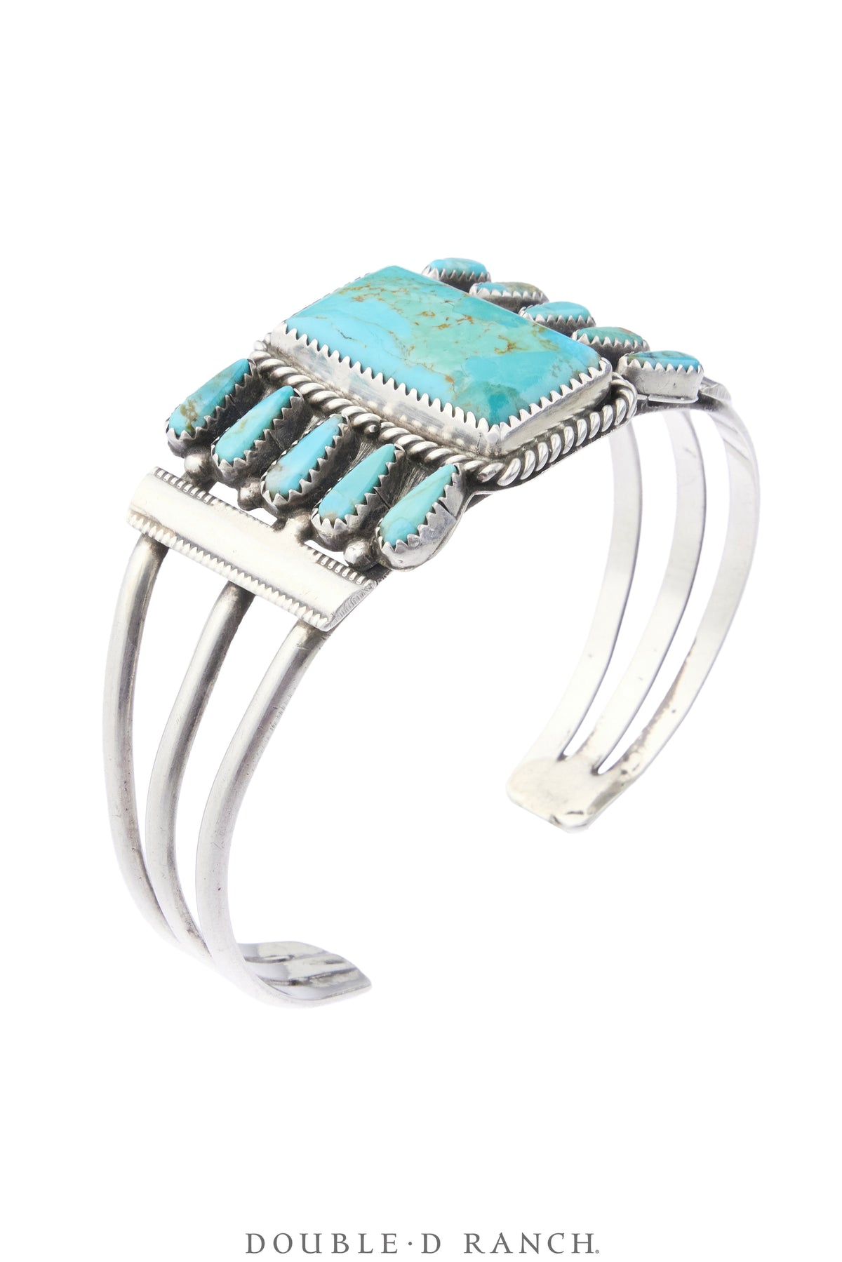 Cuff, Cluster, Turquoise, Rectangular Cabachon Framed By Petite Point Cabs, Hallmark, Vin