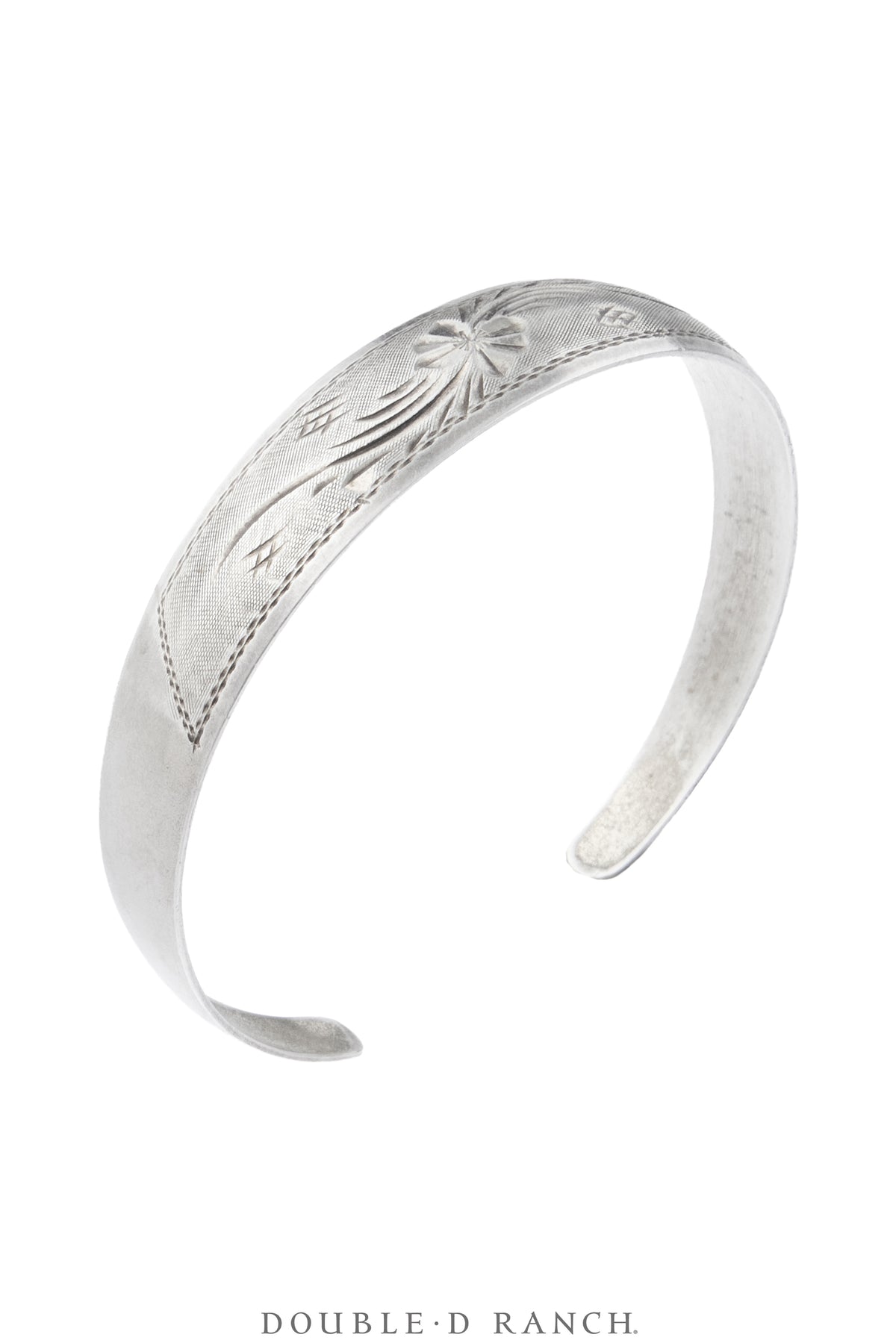 Cuff, Engraved, Western Scrollwork &amp; Crosshatch, Hallmarked, Vintage, 4363