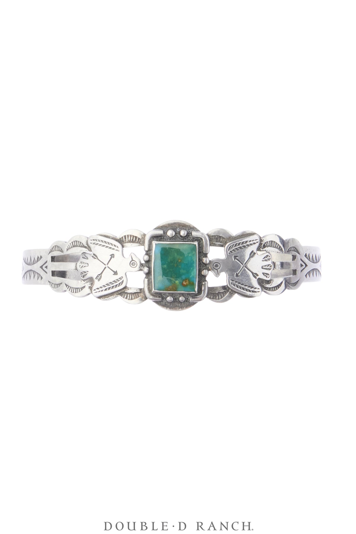 Cuff, Fred Harvey Railroad Era, Turquoise, Thunderbird Motifs, Vintage ‘30s, 4367