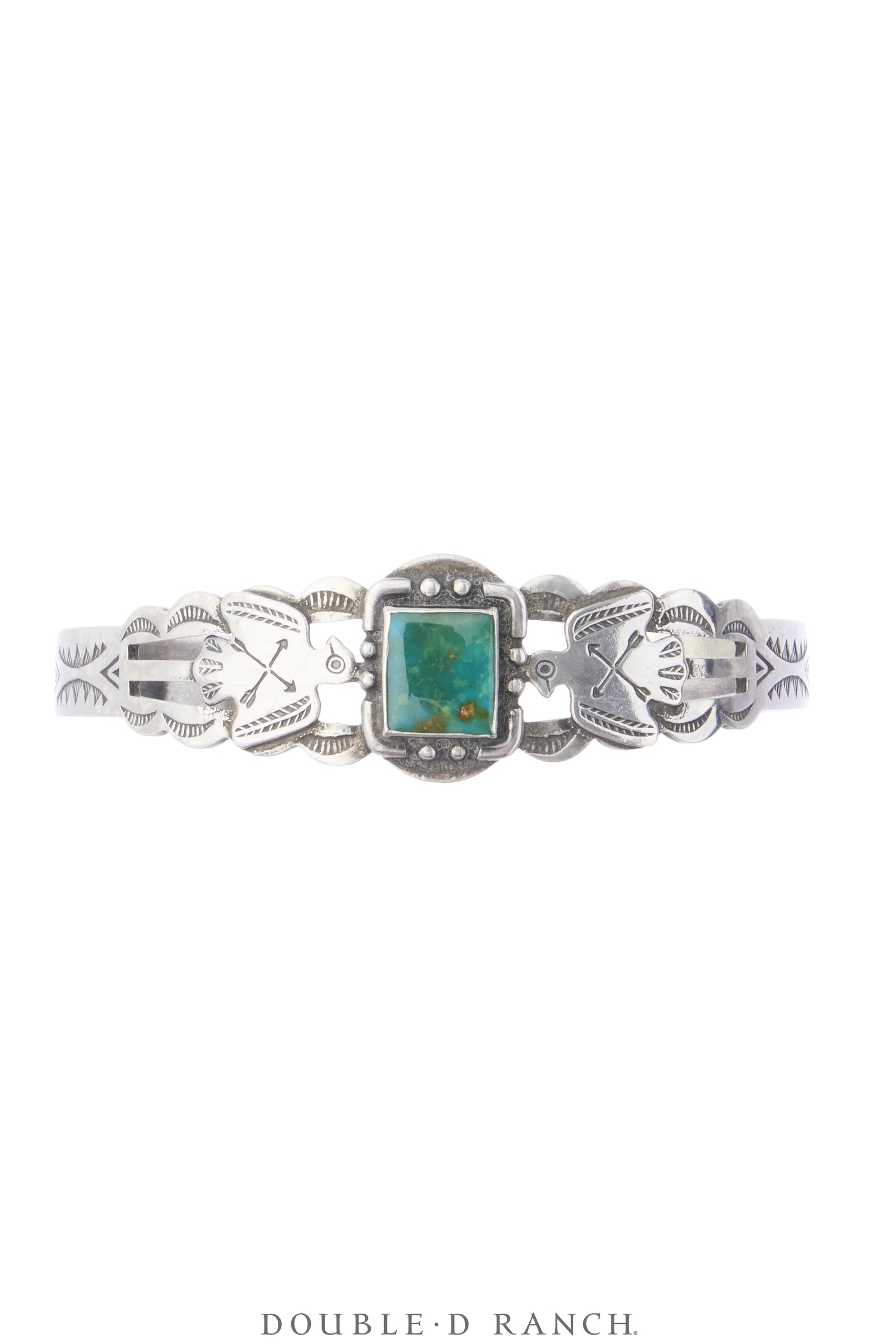 Cuff, Fred Harvey Railroad Era, Turquoise, Thunderbird Motifs, Vintage ‘30s, 4367