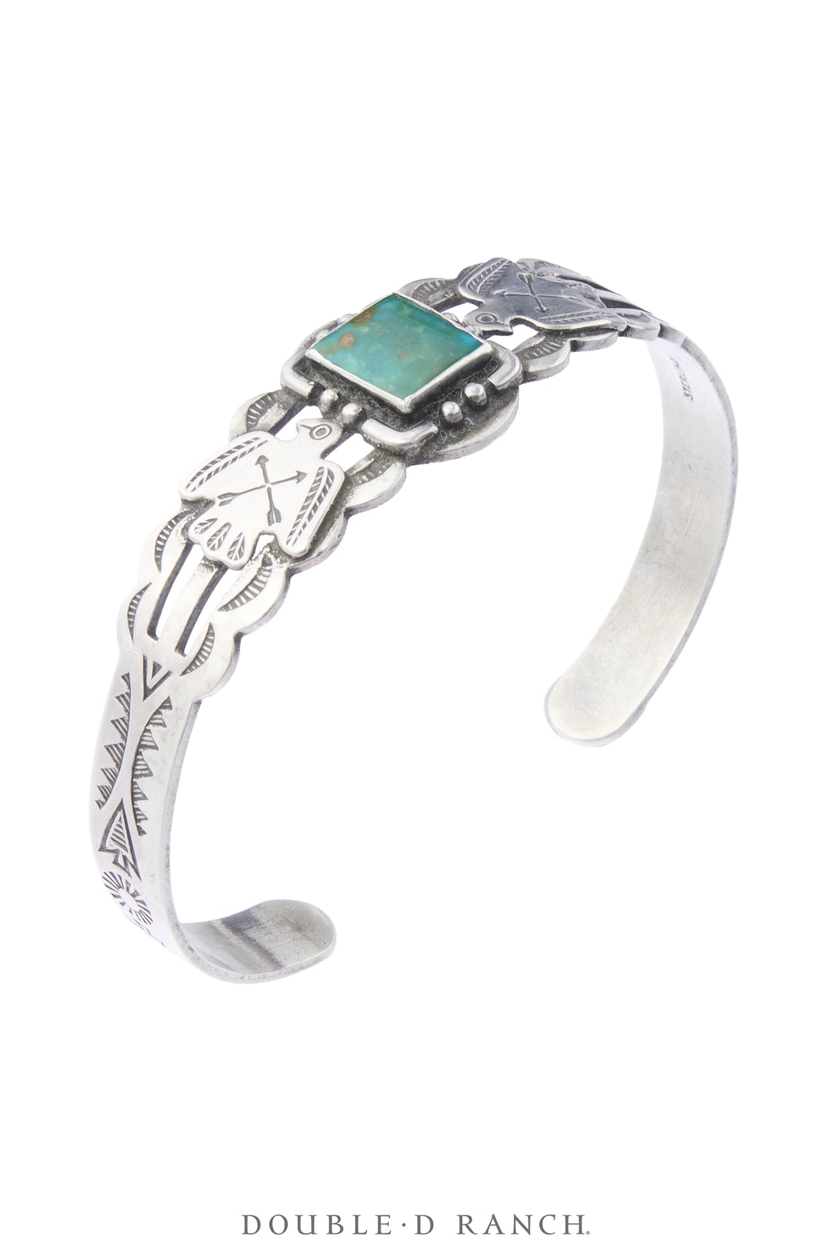 Cuff, Fred Harvey Railroad Era, Turquoise, Thunderbird Motifs, Vintage ‘30s, 4367