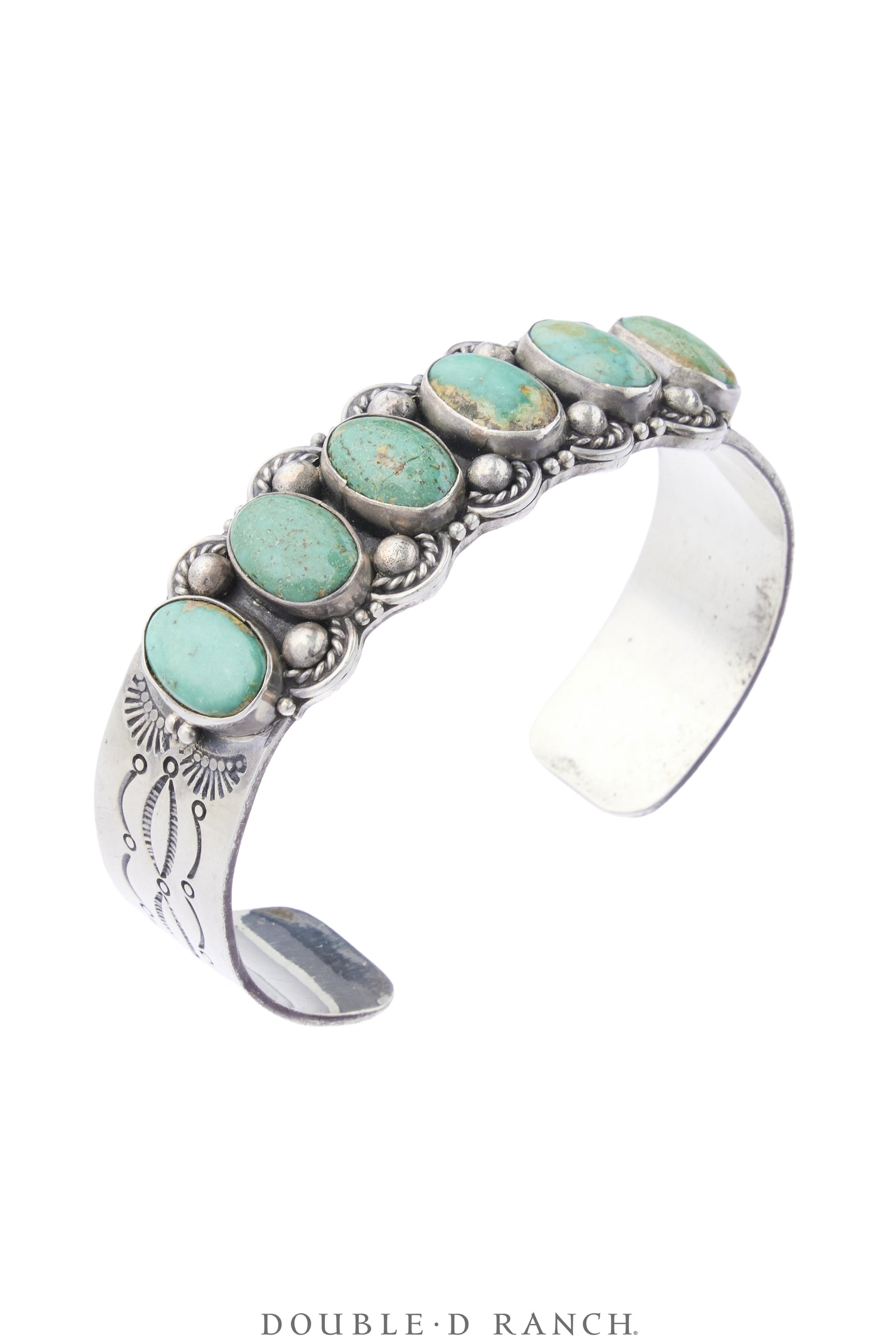 Cuff, Natural Stone, Turquoise, Six Cabs, Hallmark, Vintage, 4376