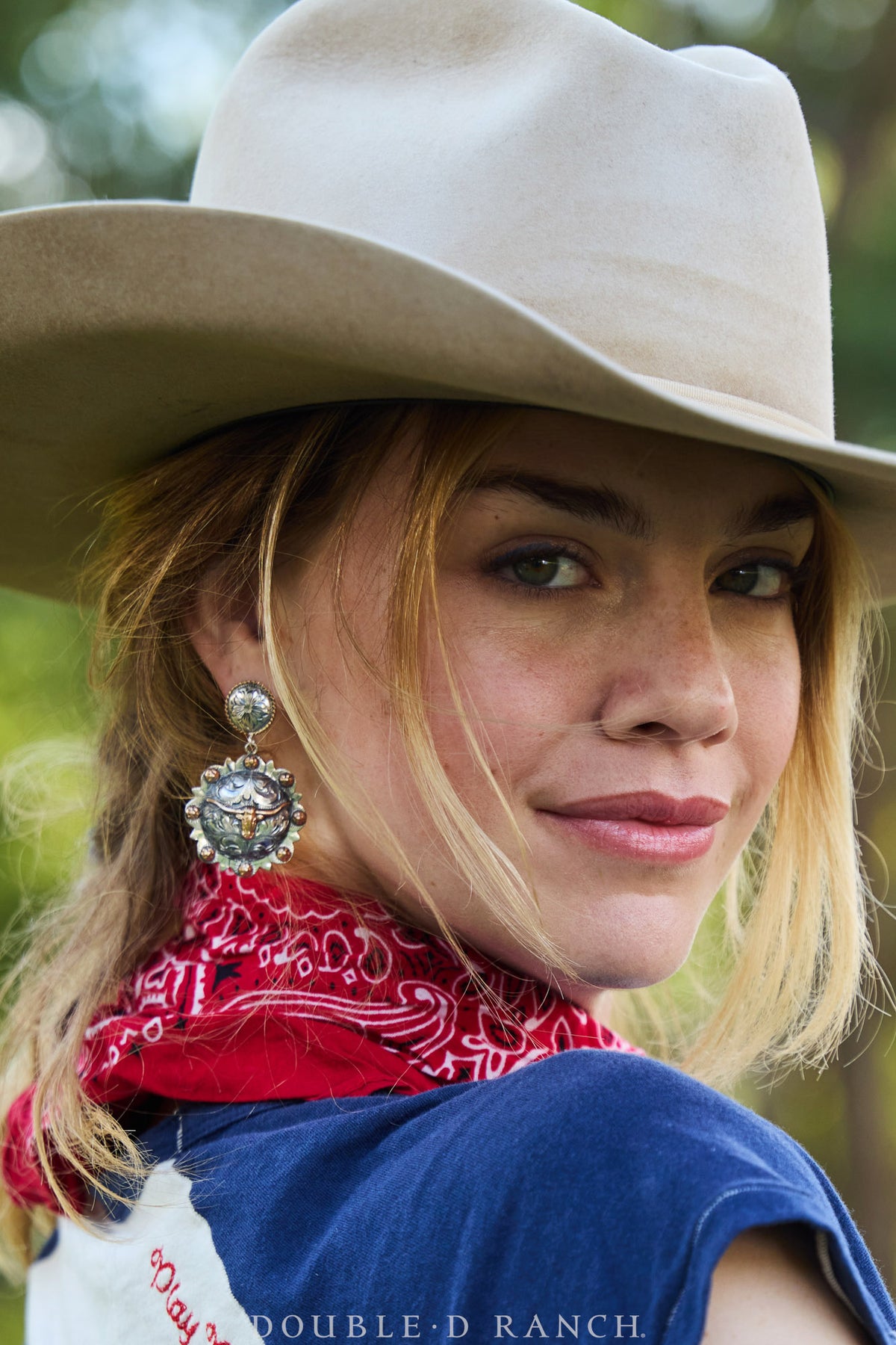 Earrings, Concho, Western Engraved, Longhorn, Contemporary, 1299