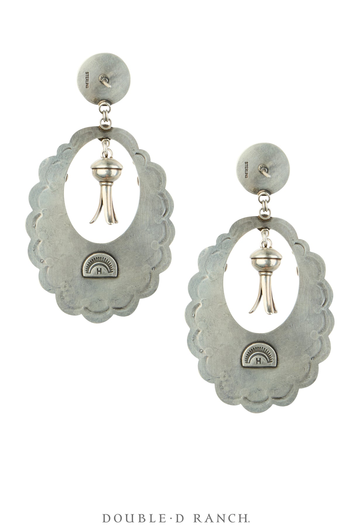 Earrings, Hoop, Sterling Silver, Coral, Dennis Hogan, Hallmark, Contemporary,1451B